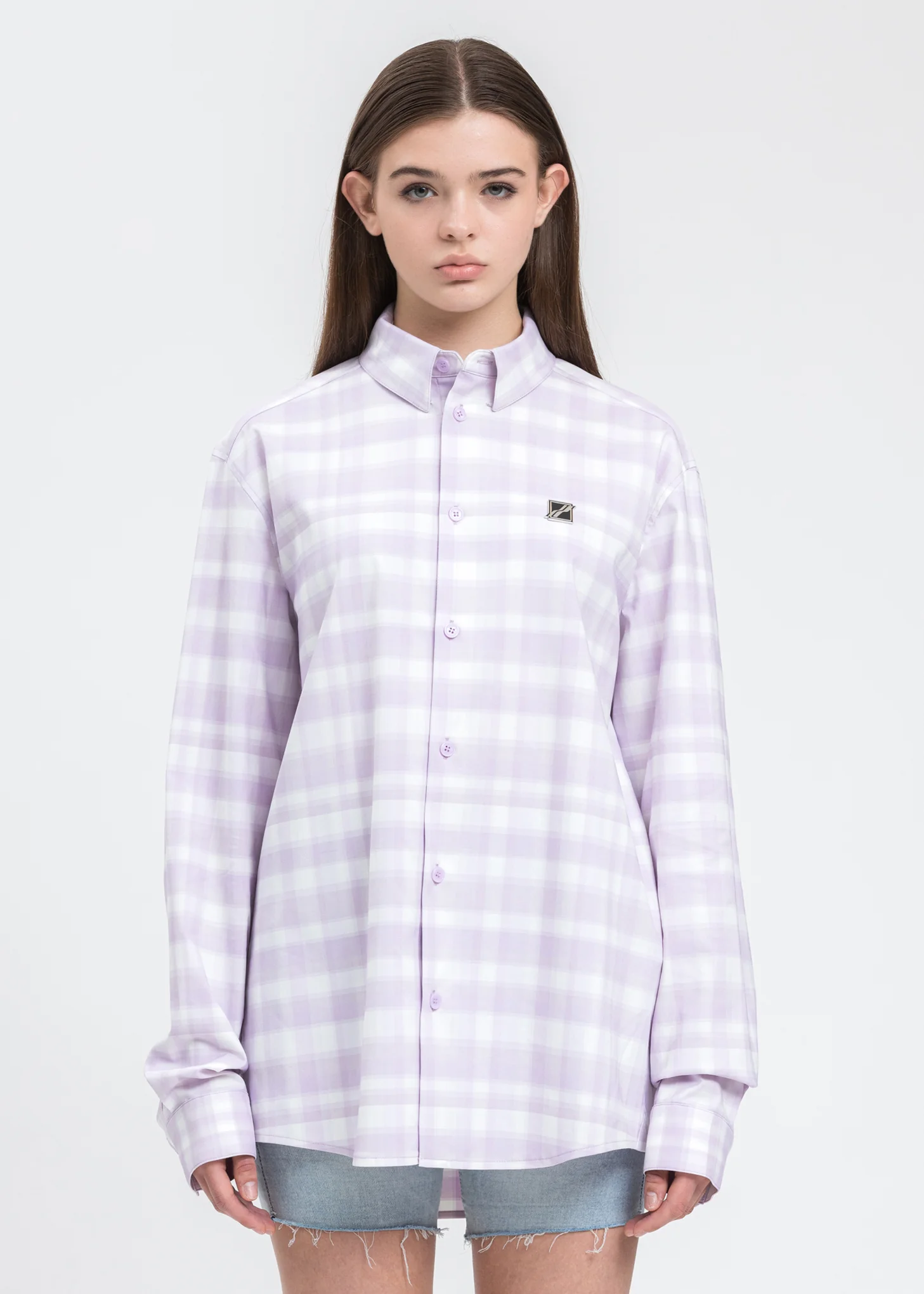Pink Checked Logo Print Shirt