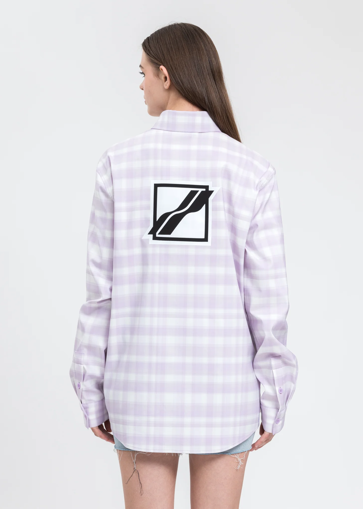 Pink Checked Logo Print Shirt - Image 2
