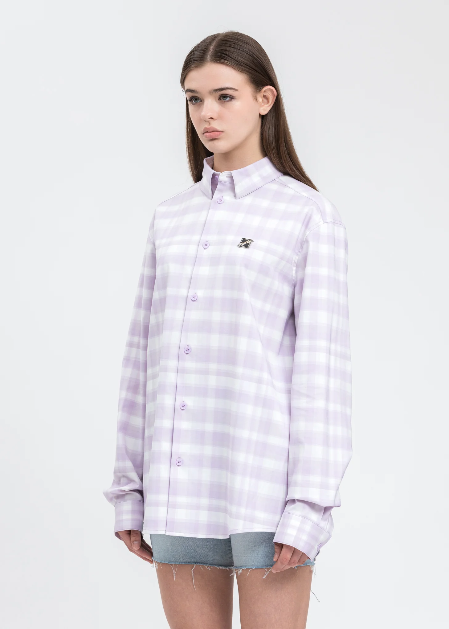 Pink Checked Logo Print Shirt - Image 3