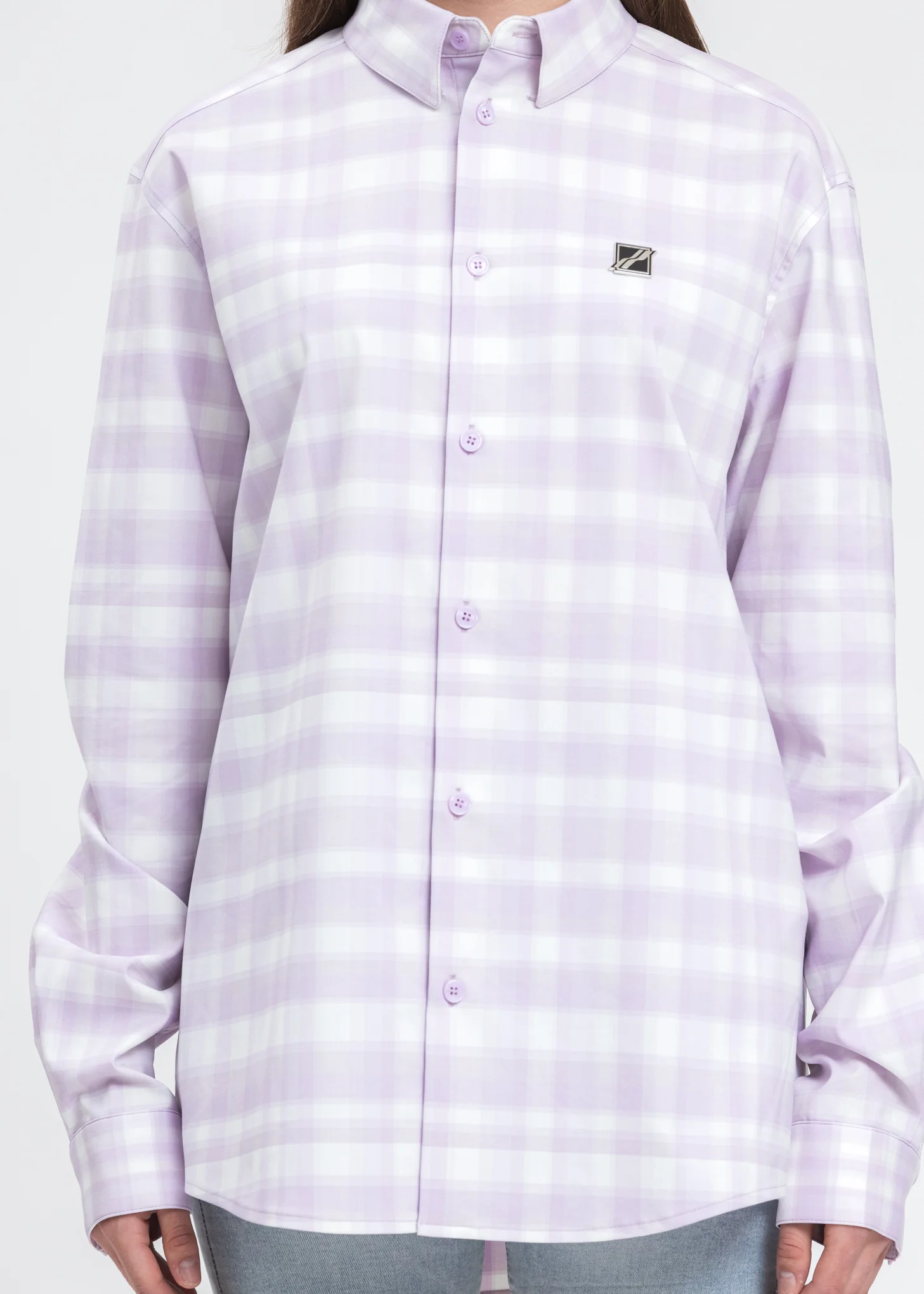 Pink Checked Logo Print Shirt - Image 4