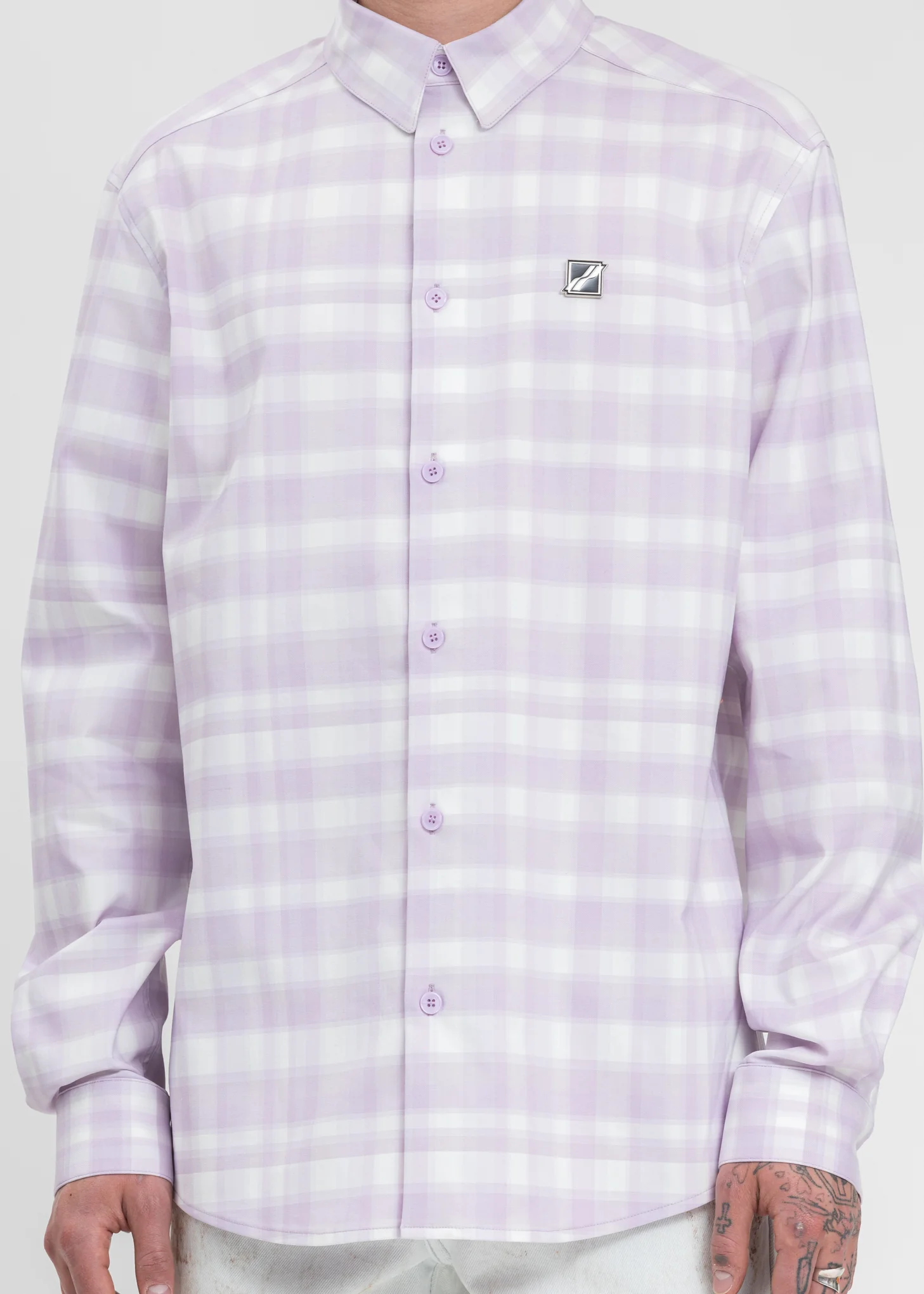 Pink Checked Logo Print Shirt - Image 4