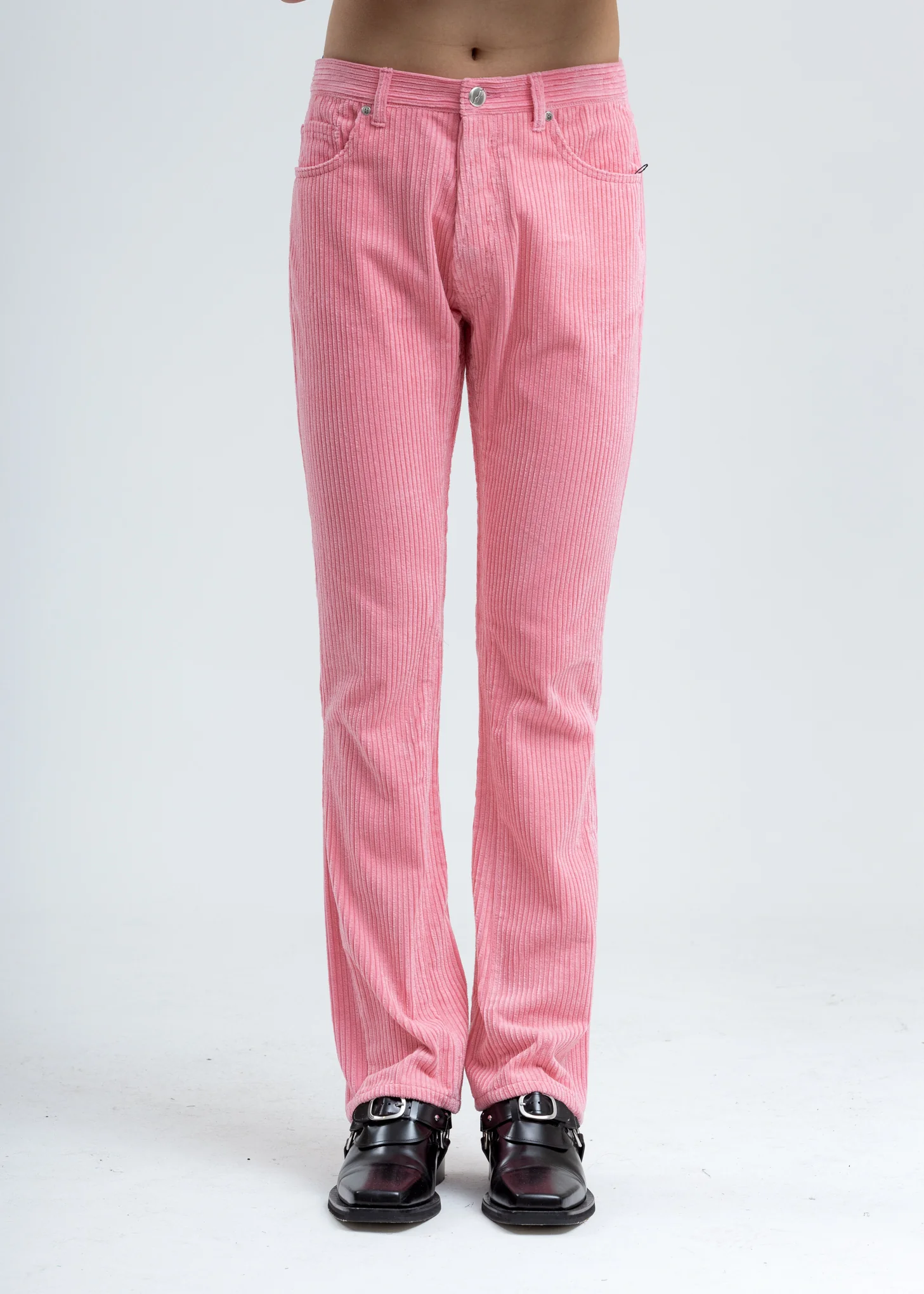 Pink Corduroy Embossed Semi-Boots Cut Trouser
