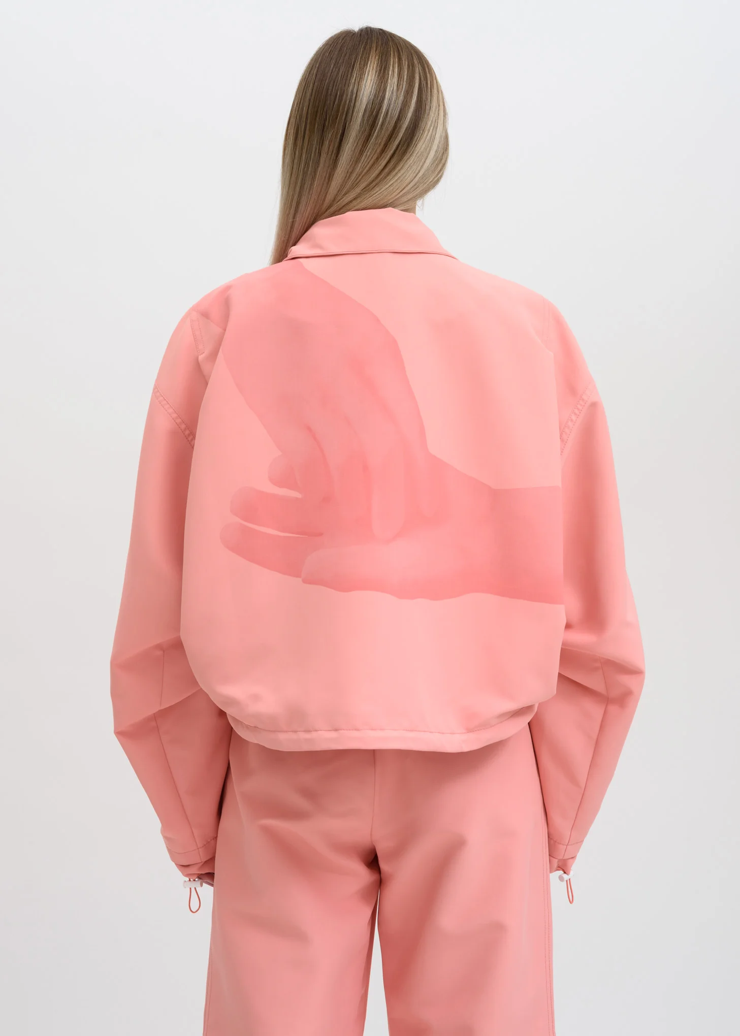 Pink Cropped Zip Up Jacket - Image 2