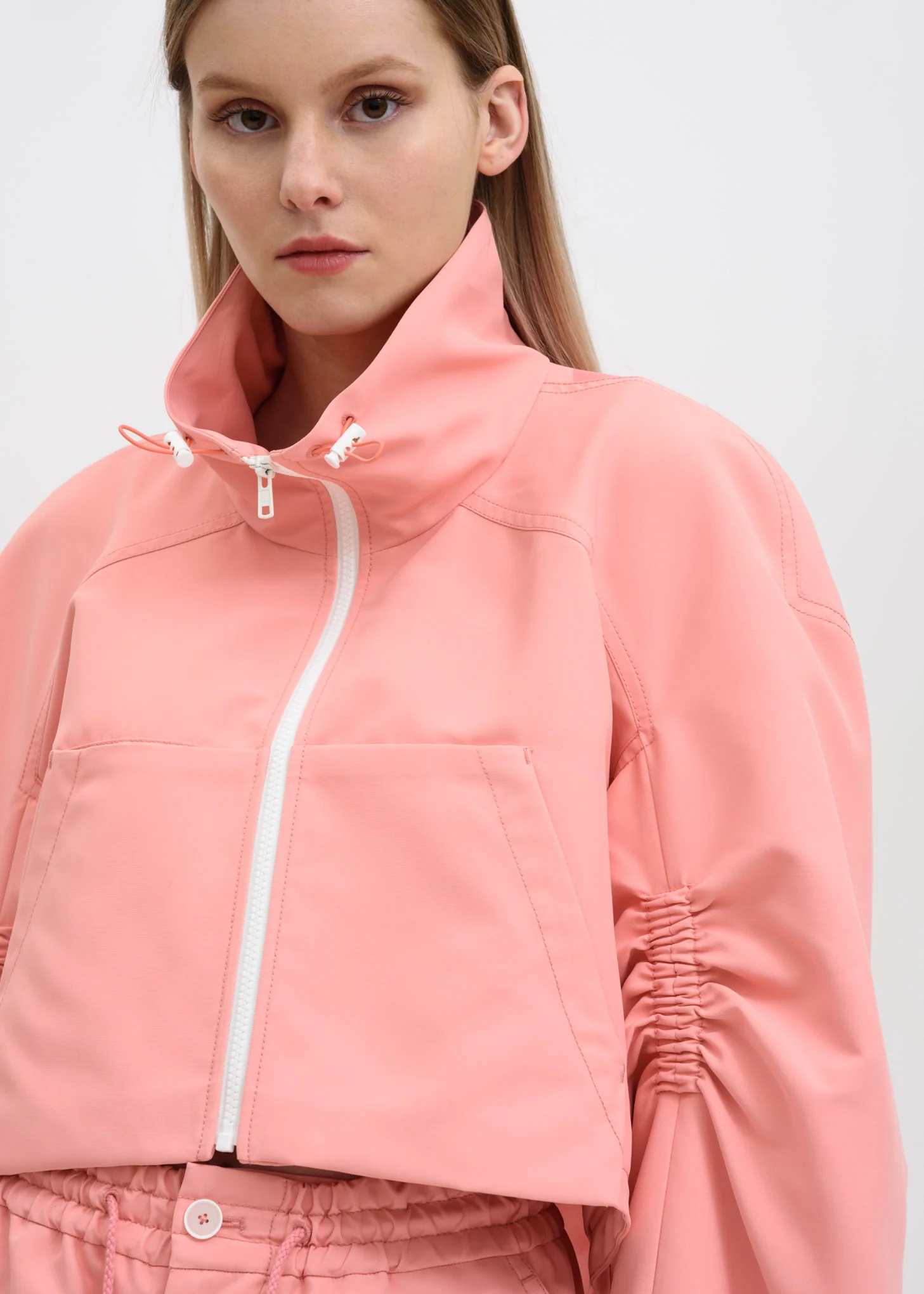 Pink Cropped Zip Up Jacket - Image 3