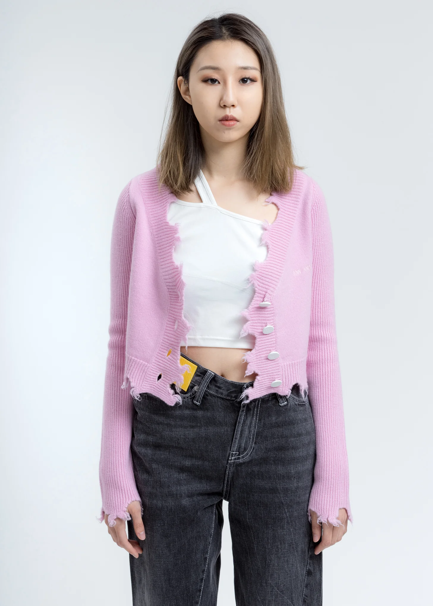 Pink Destroyed Cardigan - Image 2