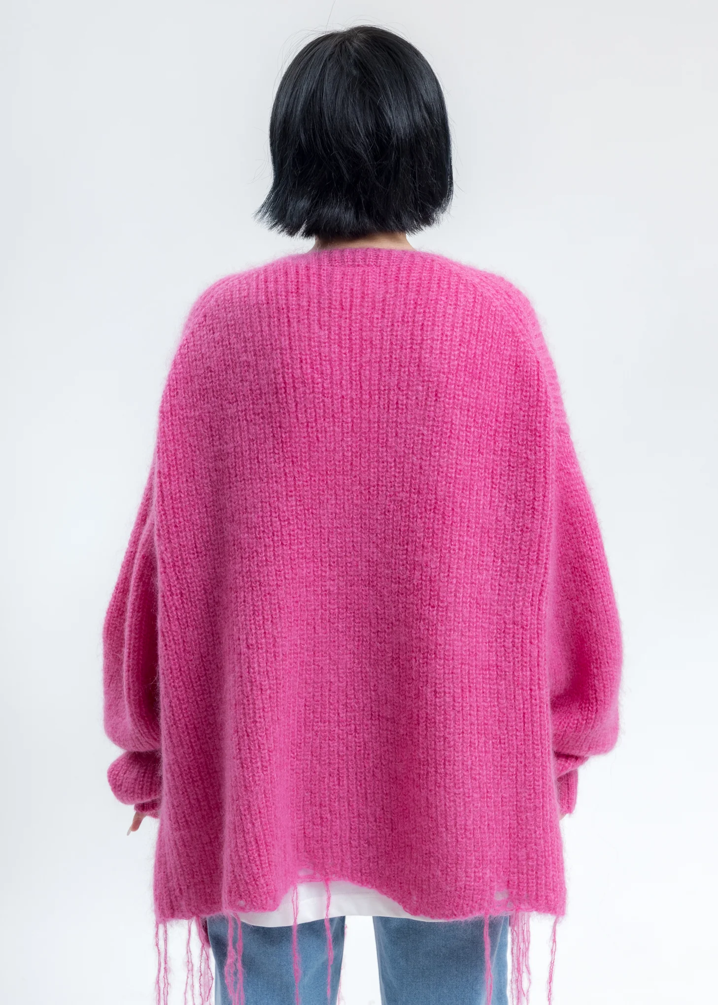 Pink Doll Embroidery Mohair Cardigan - Image 5