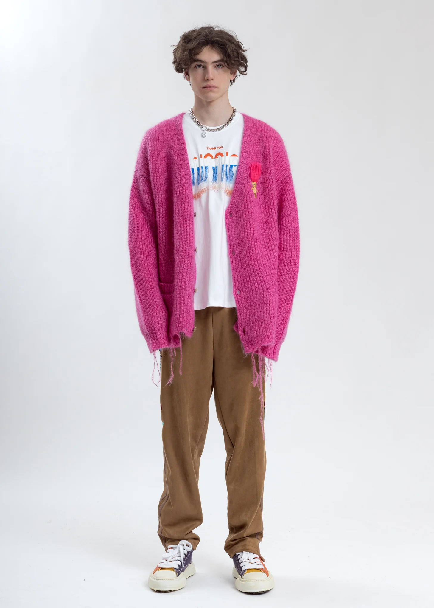 Pink Doll Embroidery Mohair Cardigan - Image 7
