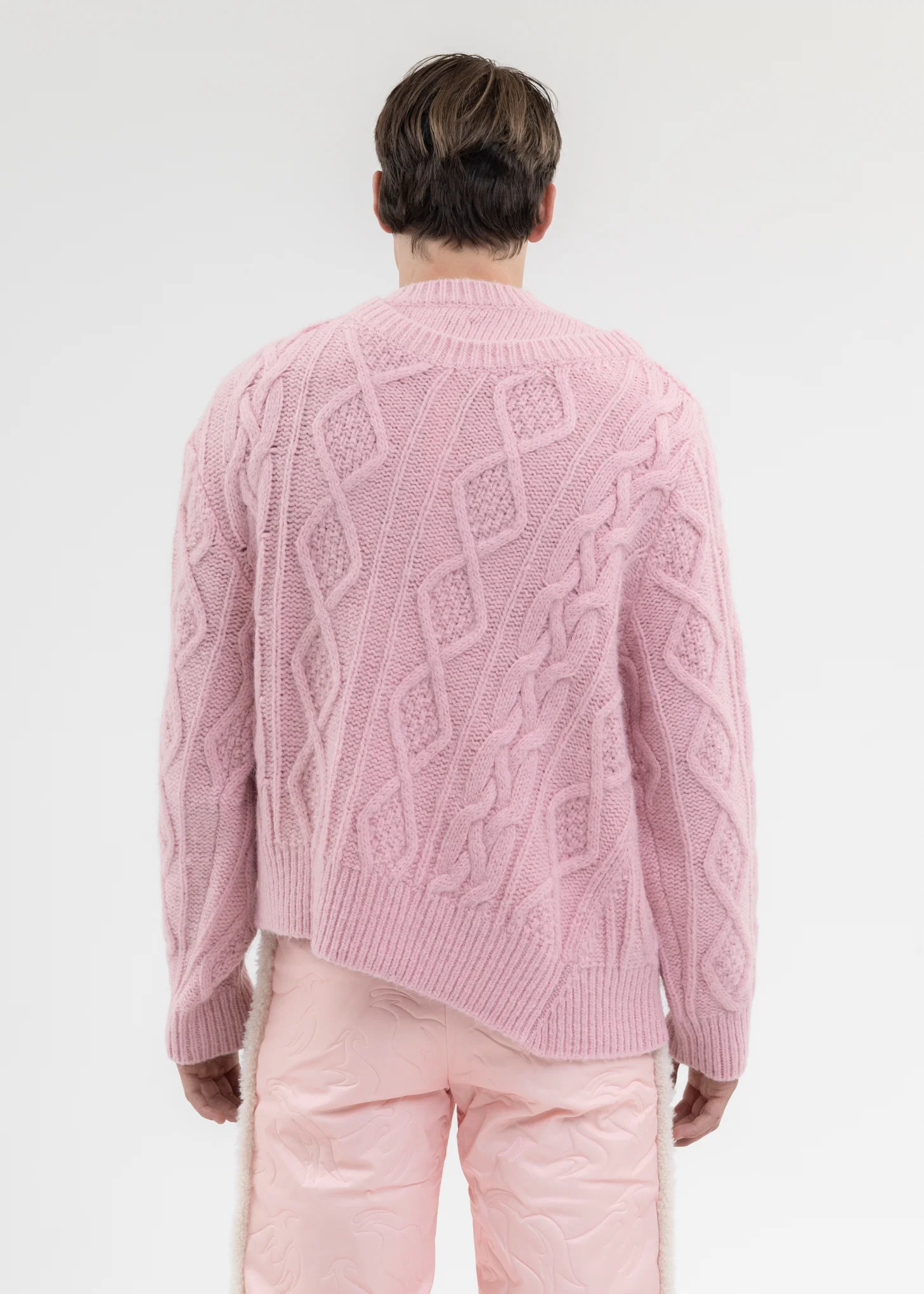 PINK DOUBLE-COLLAR CABLE KNIT JUMPER - Image 2