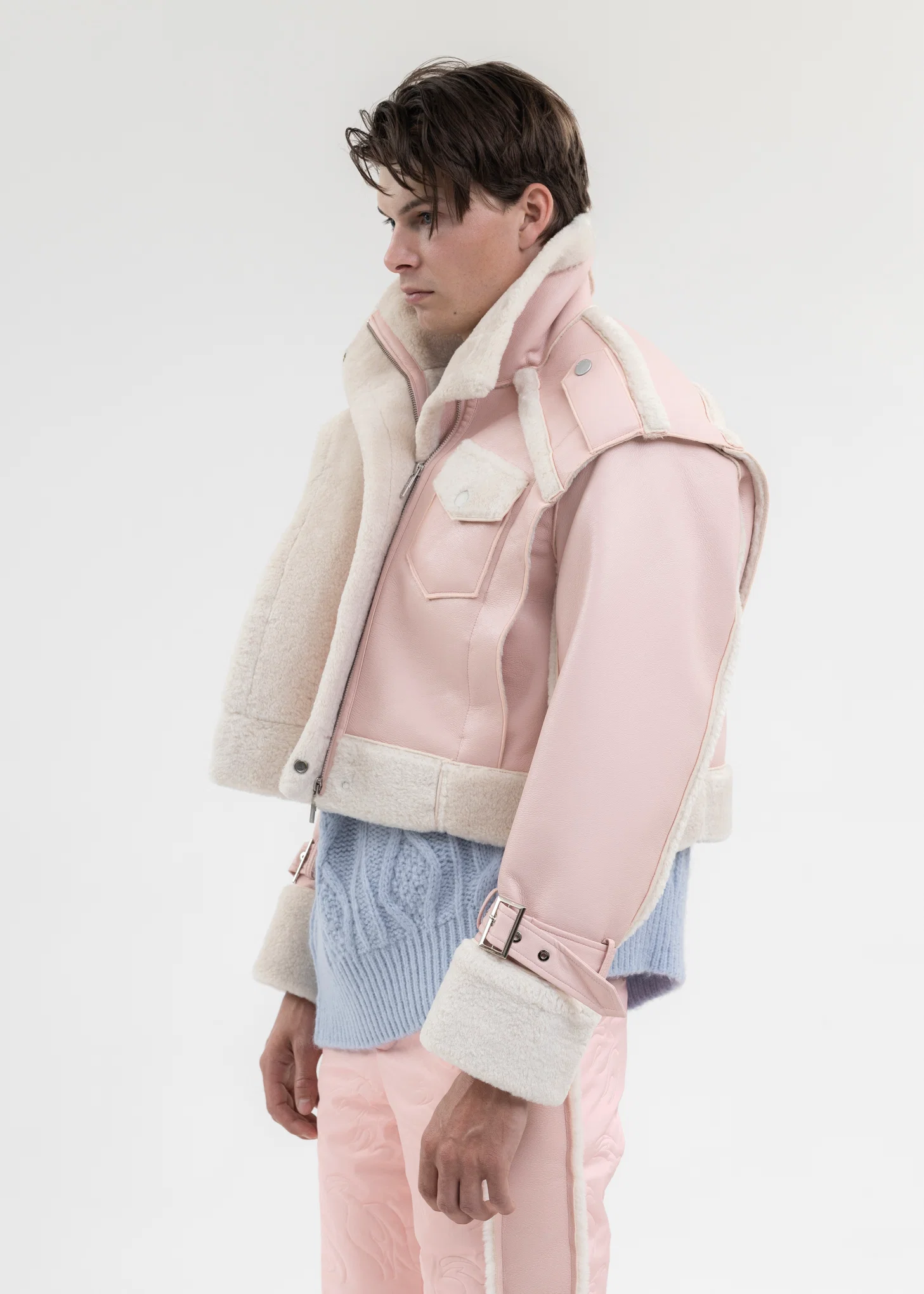 PINK DOUBLE SIDE SHERPA JACKET - Image 2