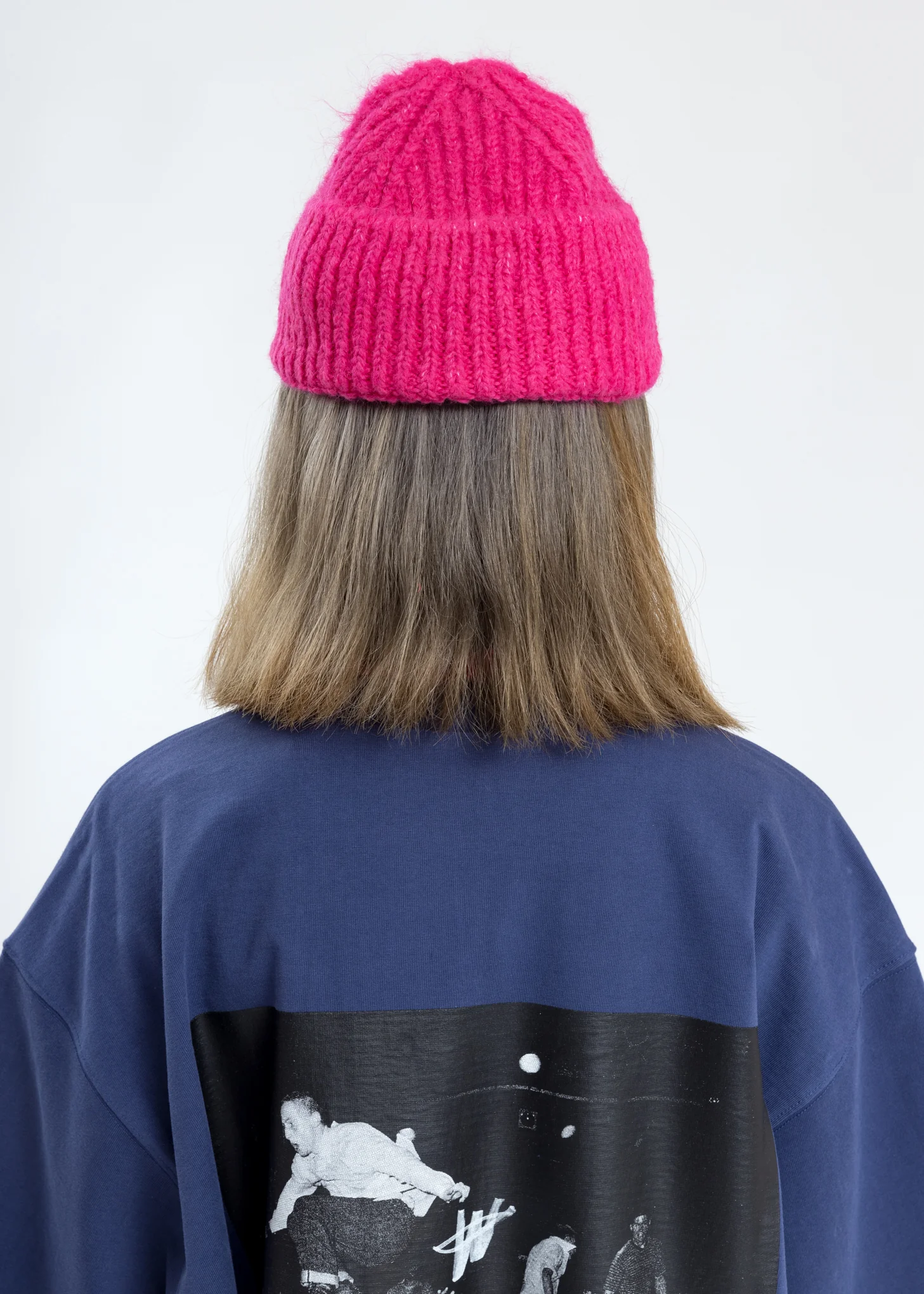 Pink Embroidered Metal Logo Short Beanie - Image 4
