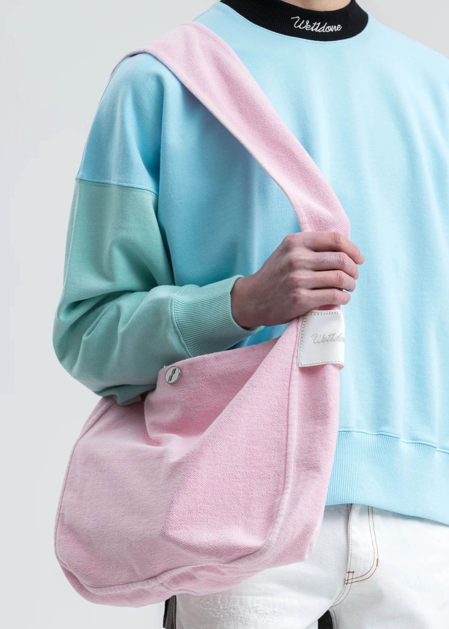 Pink Embroidery Logo Cotton Cross Bag