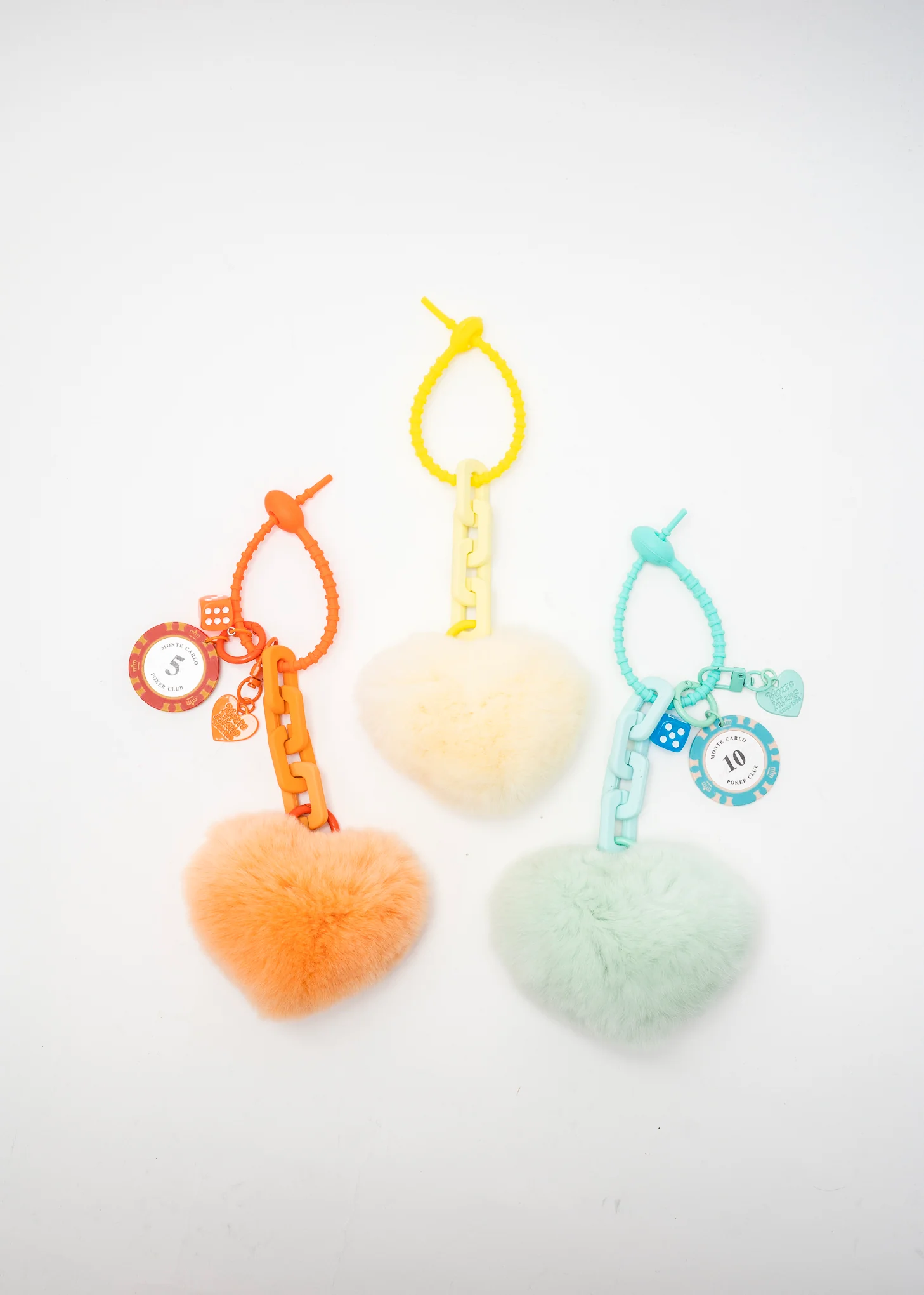 Fluffy Heart With Chips and Dice Keyring -Single