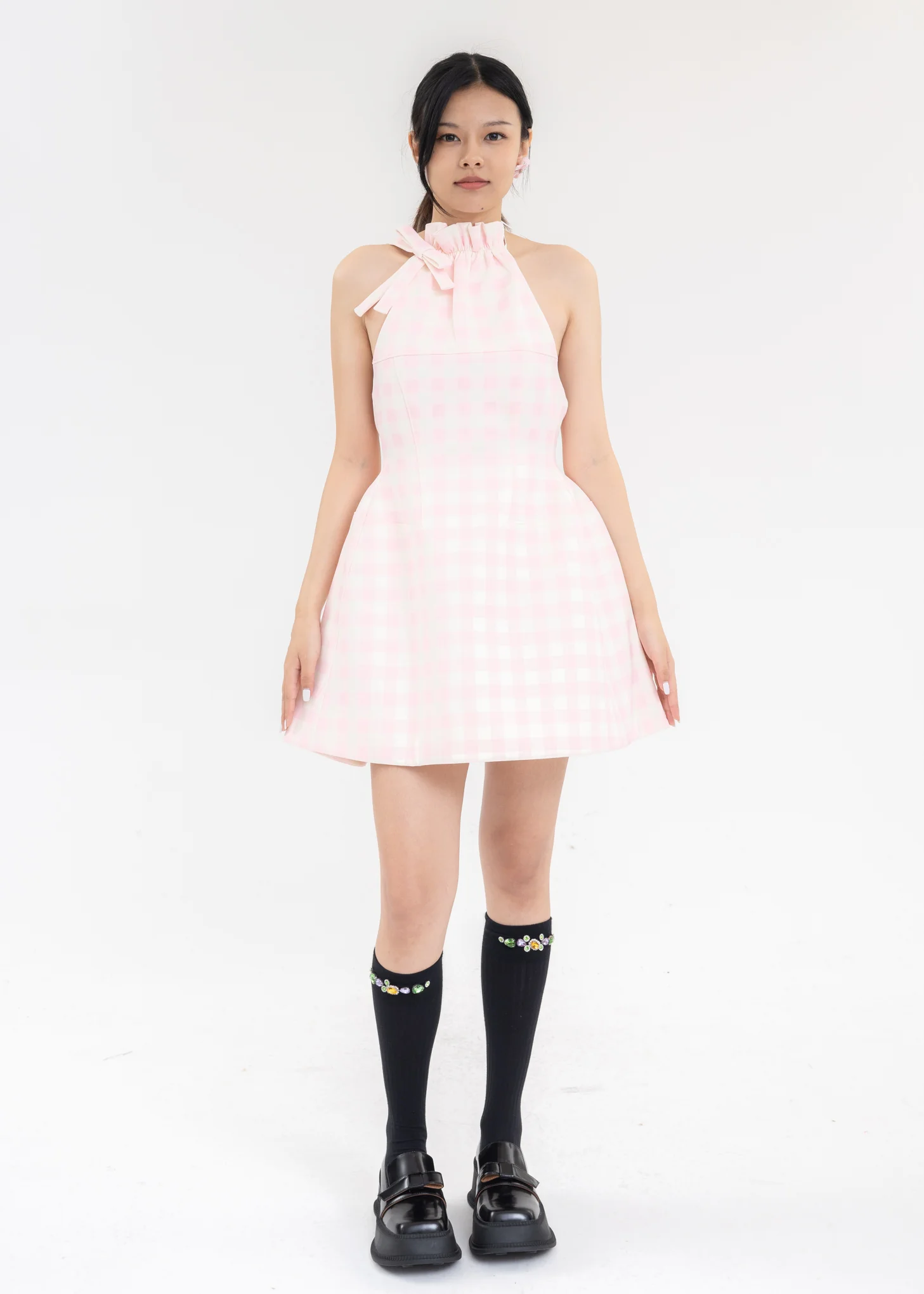 Pink Halterneck A Line Dress