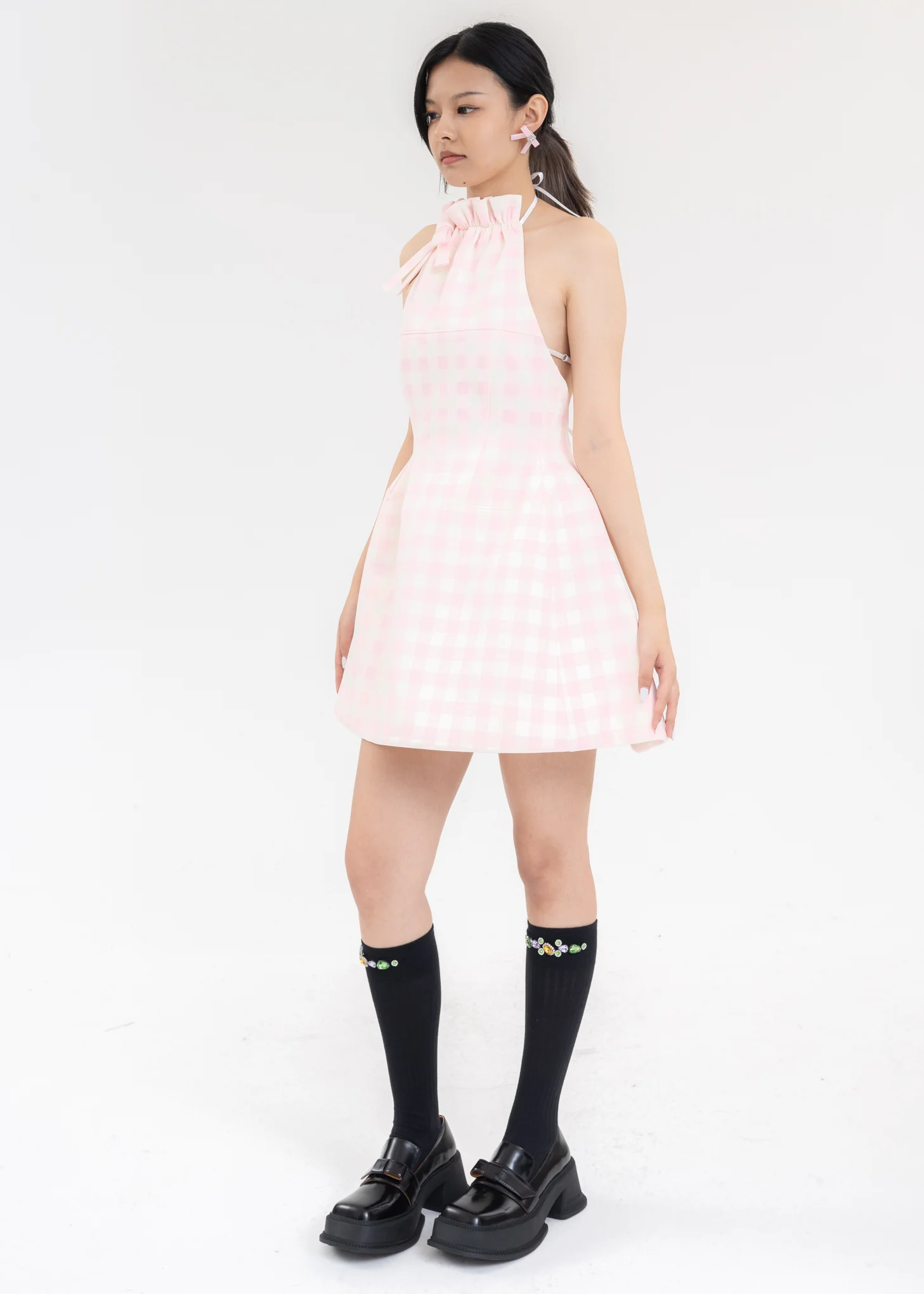 Pink Halterneck A Line Dress - Image 3