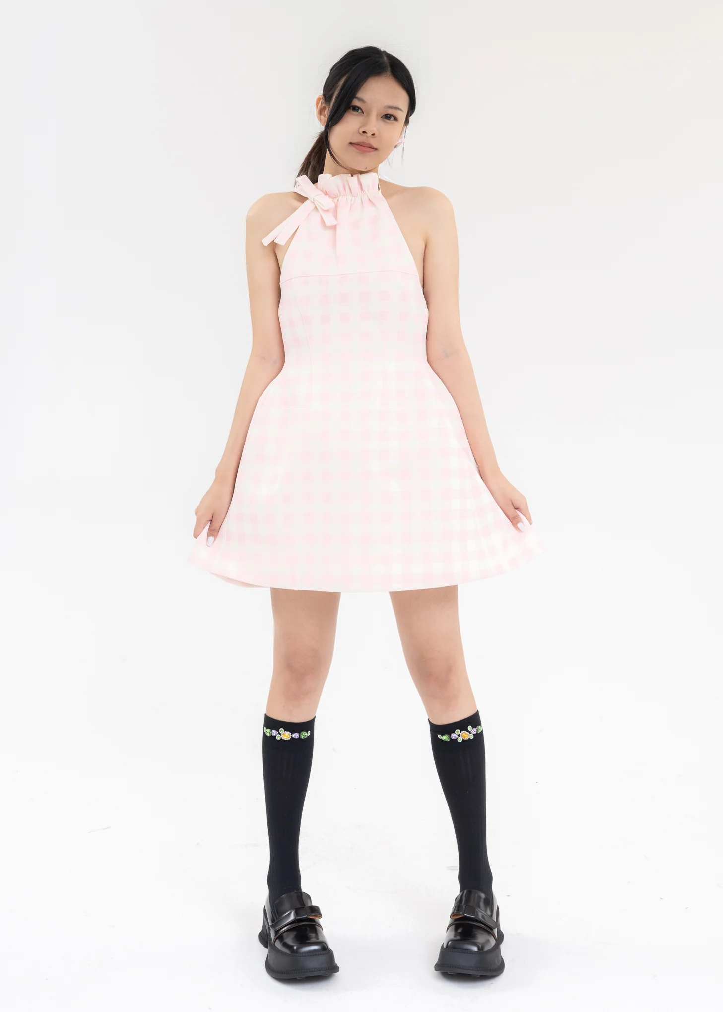 Pink Halterneck A Line Dress - Image 5