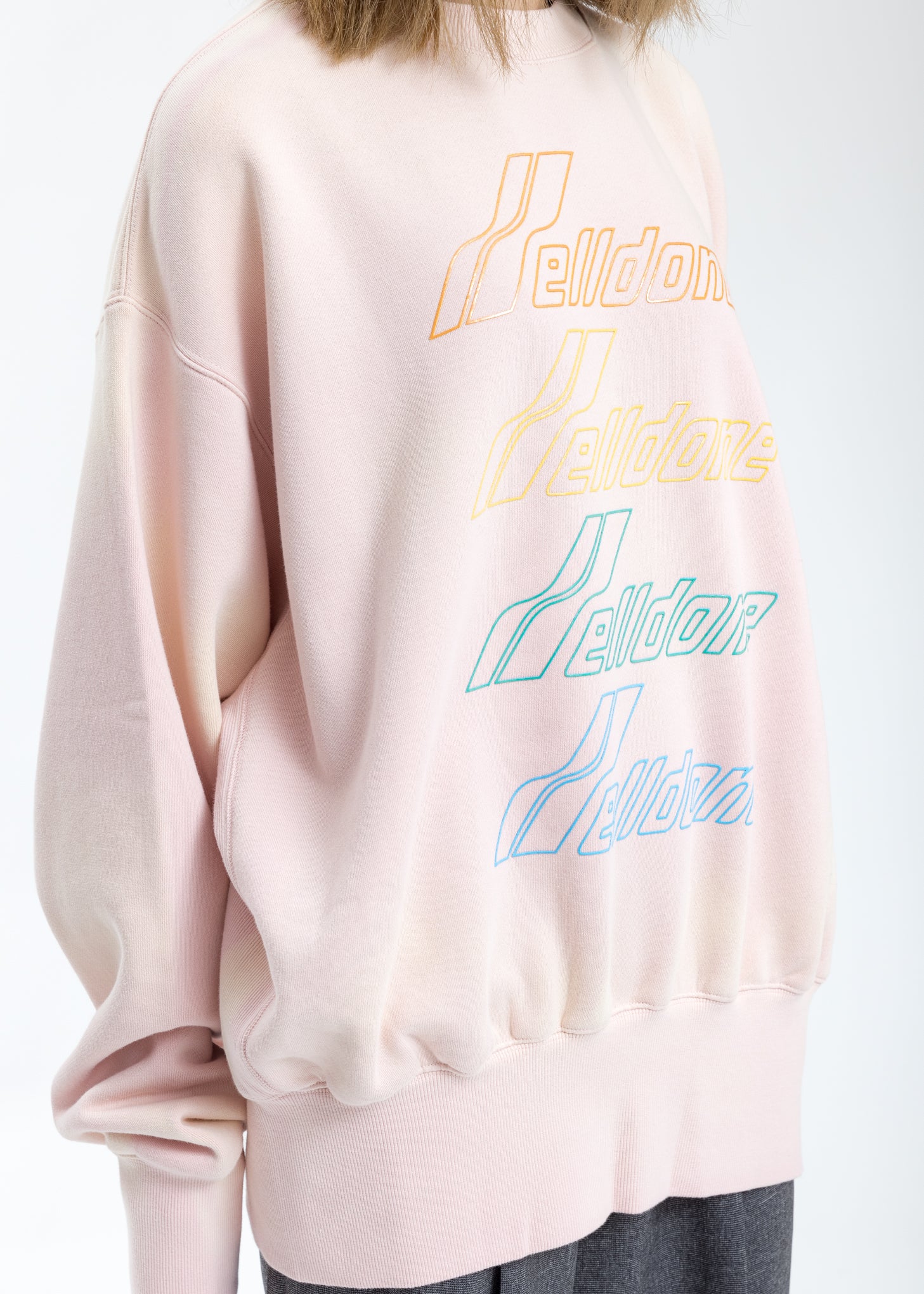 Pink Hand Bleached Iridescent Logo Sweater - Image 2