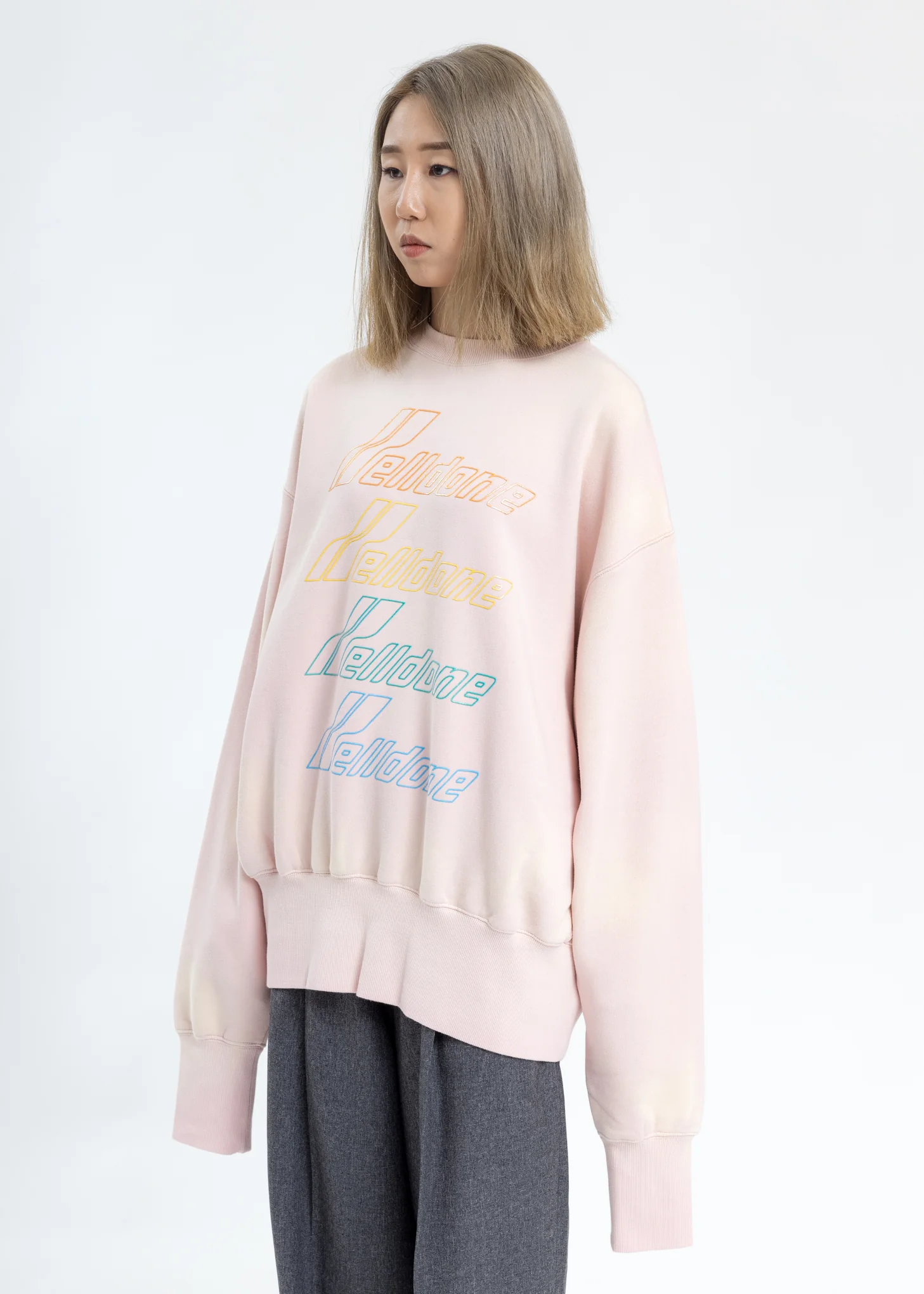 Pink Hand Bleached Iridescent Logo Sweater - Image 3