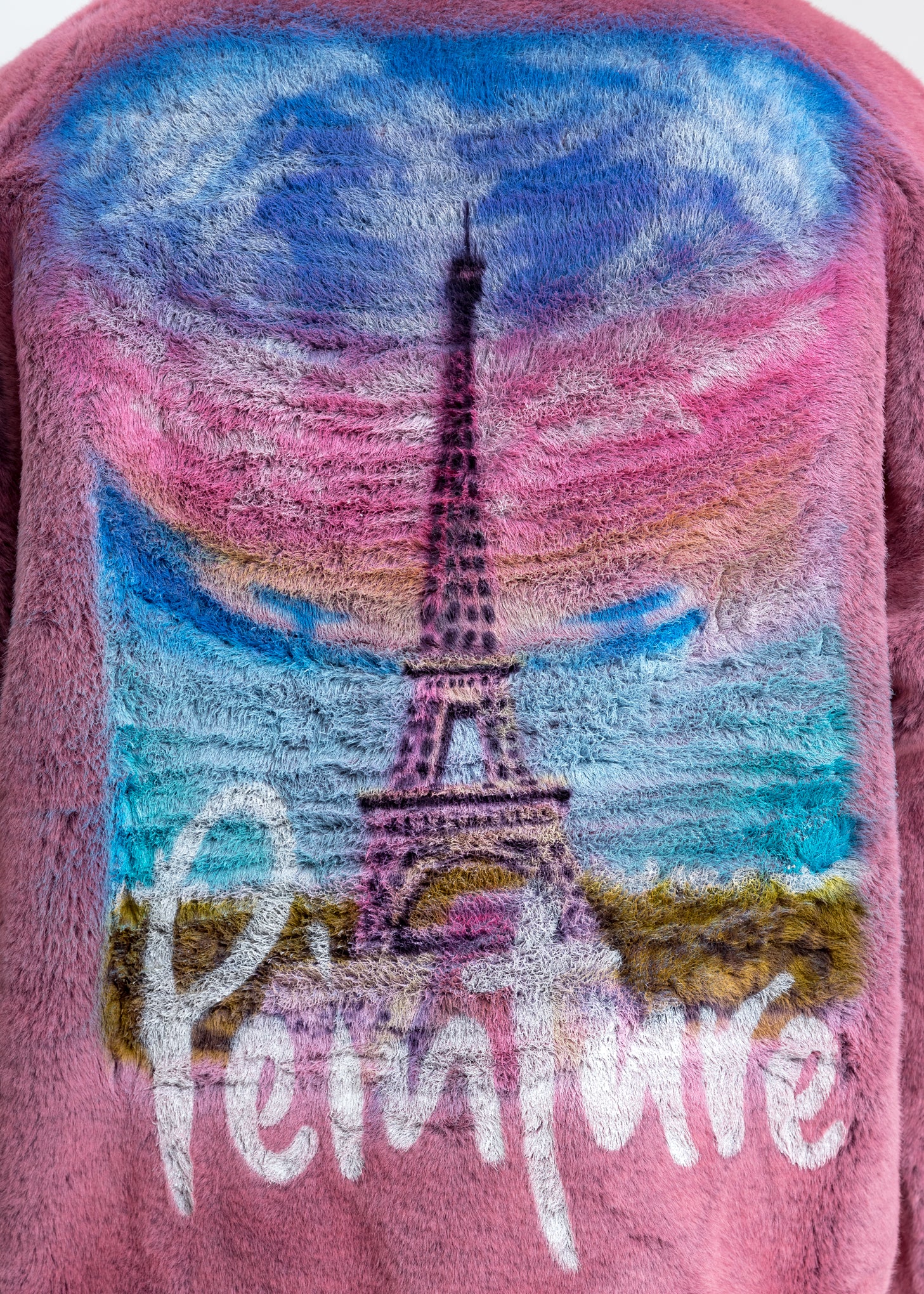 Pink Hand-Painted Fur Jacket - Image 4