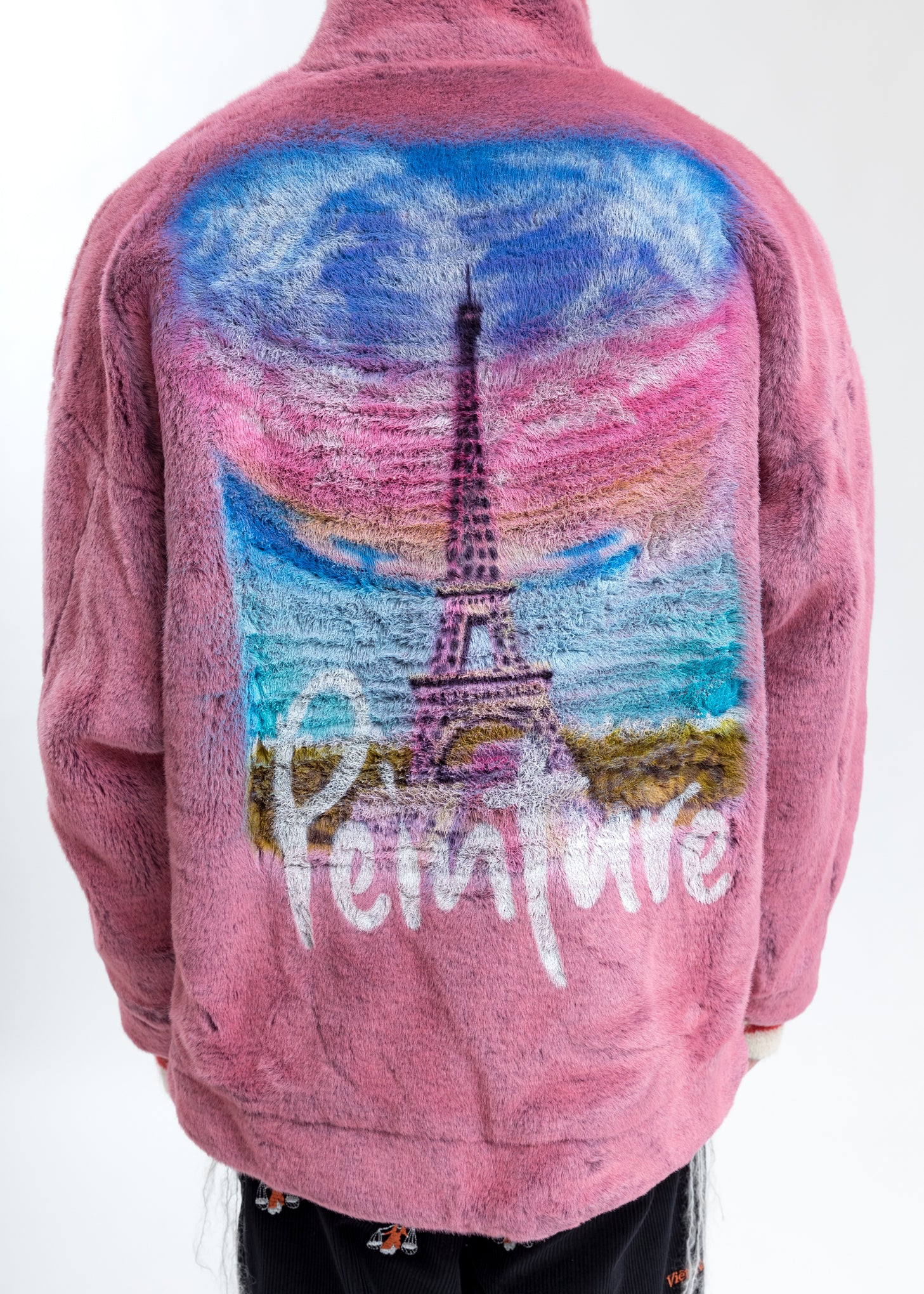Pink Hand-Painted Fur Jacket - Image 5