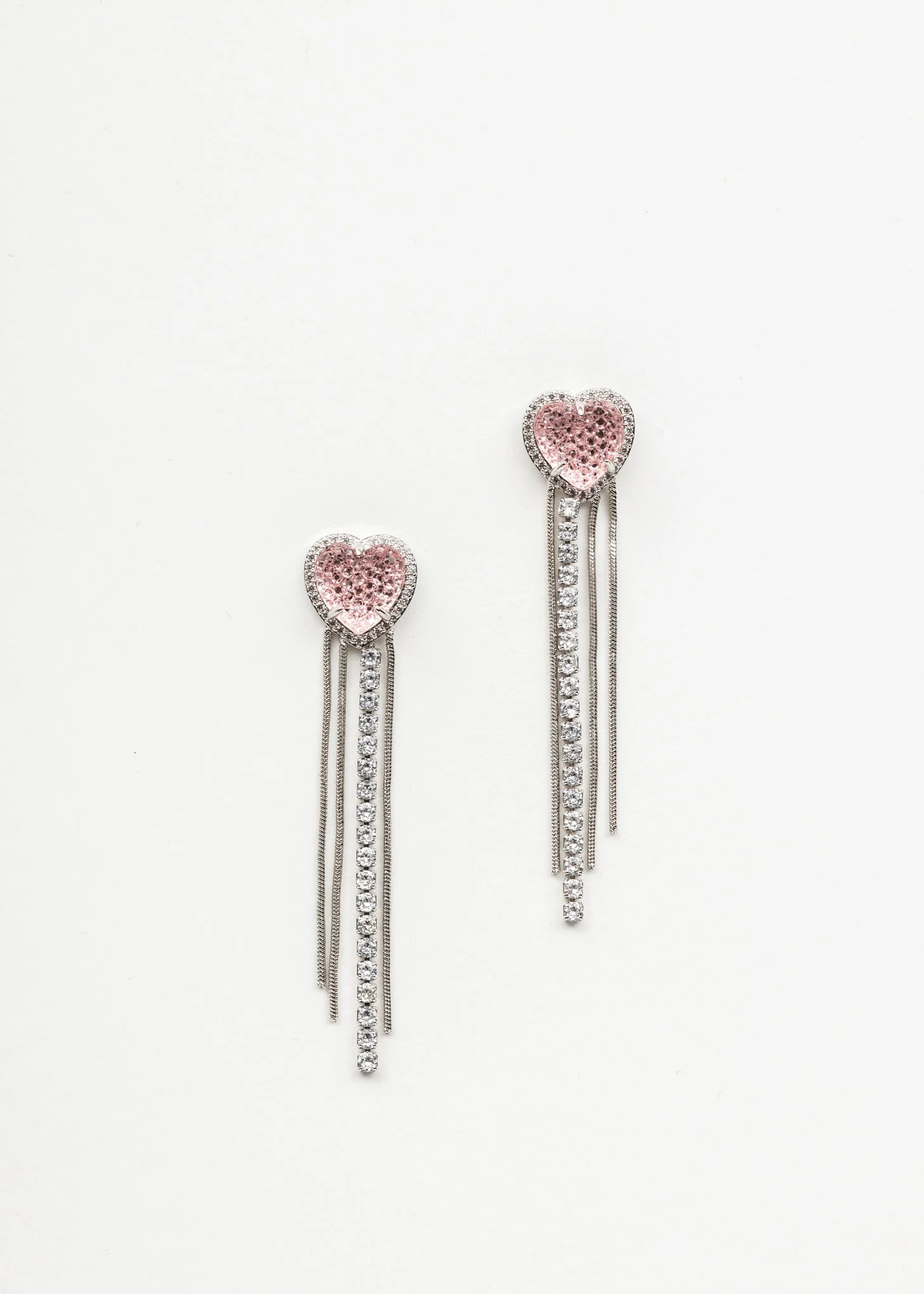 Pink Heart And Chains Earring -Single