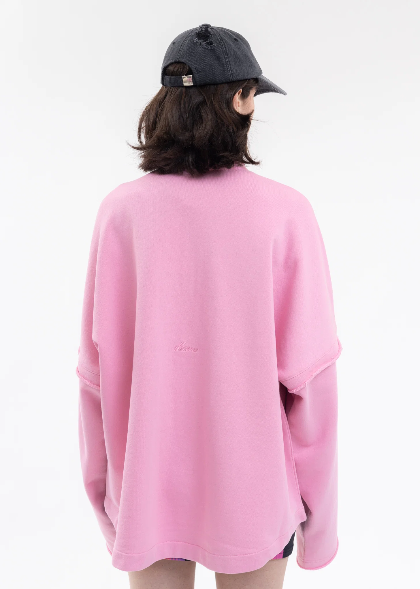 PINK HIGH NECK JERSEY ZIP-UP SWEATSHIRT - Image 2