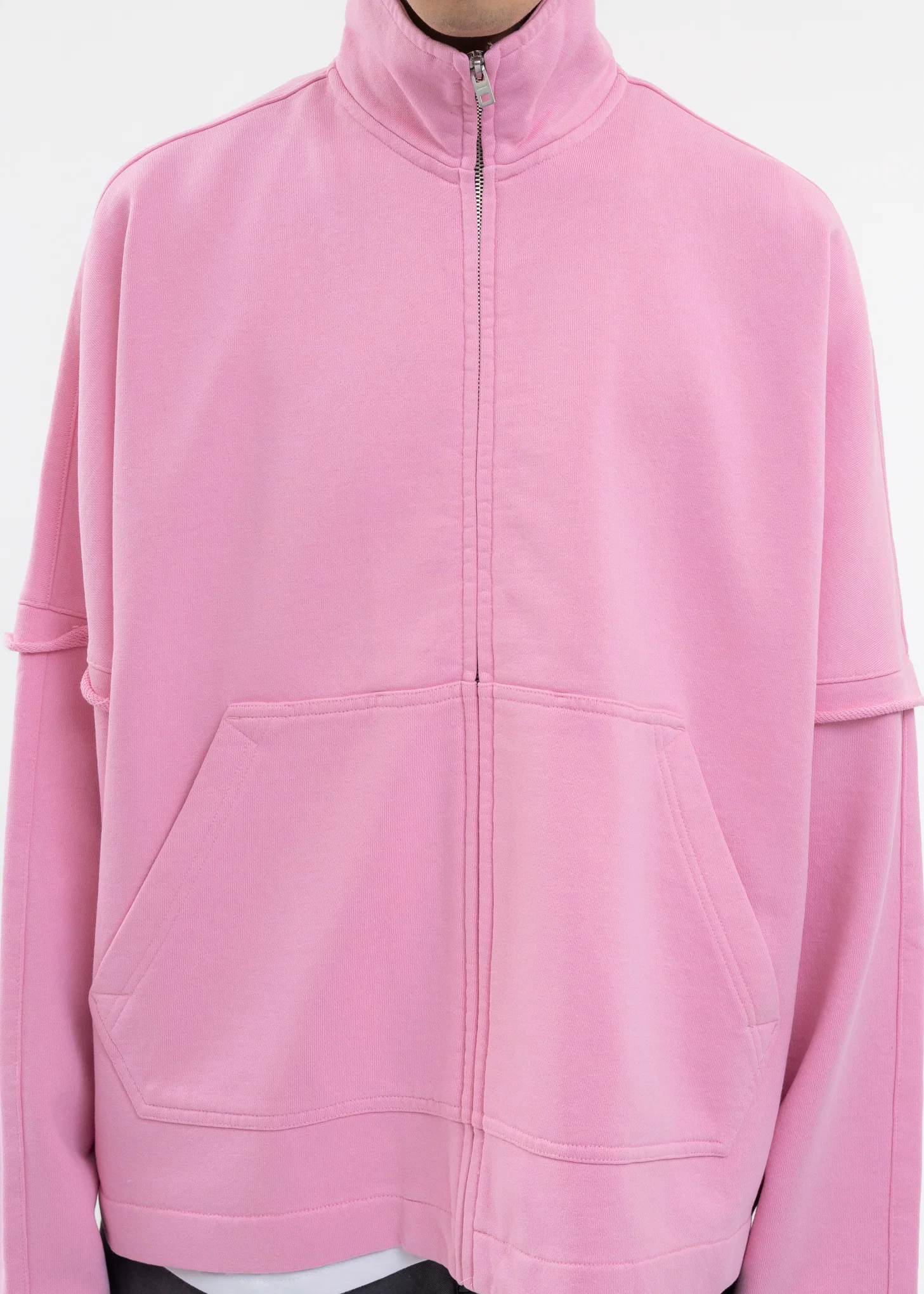 PINK HIGH NECK JERSEY ZIP-UP SWEATSHIRT - Image 5