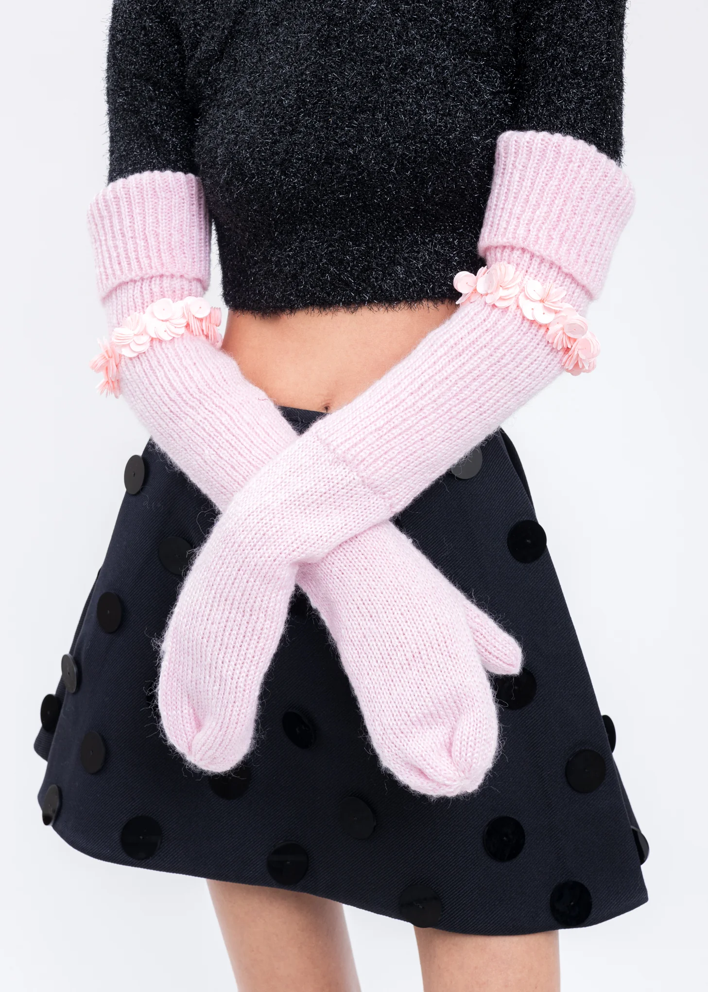Pink Knit Gloves - Image 2
