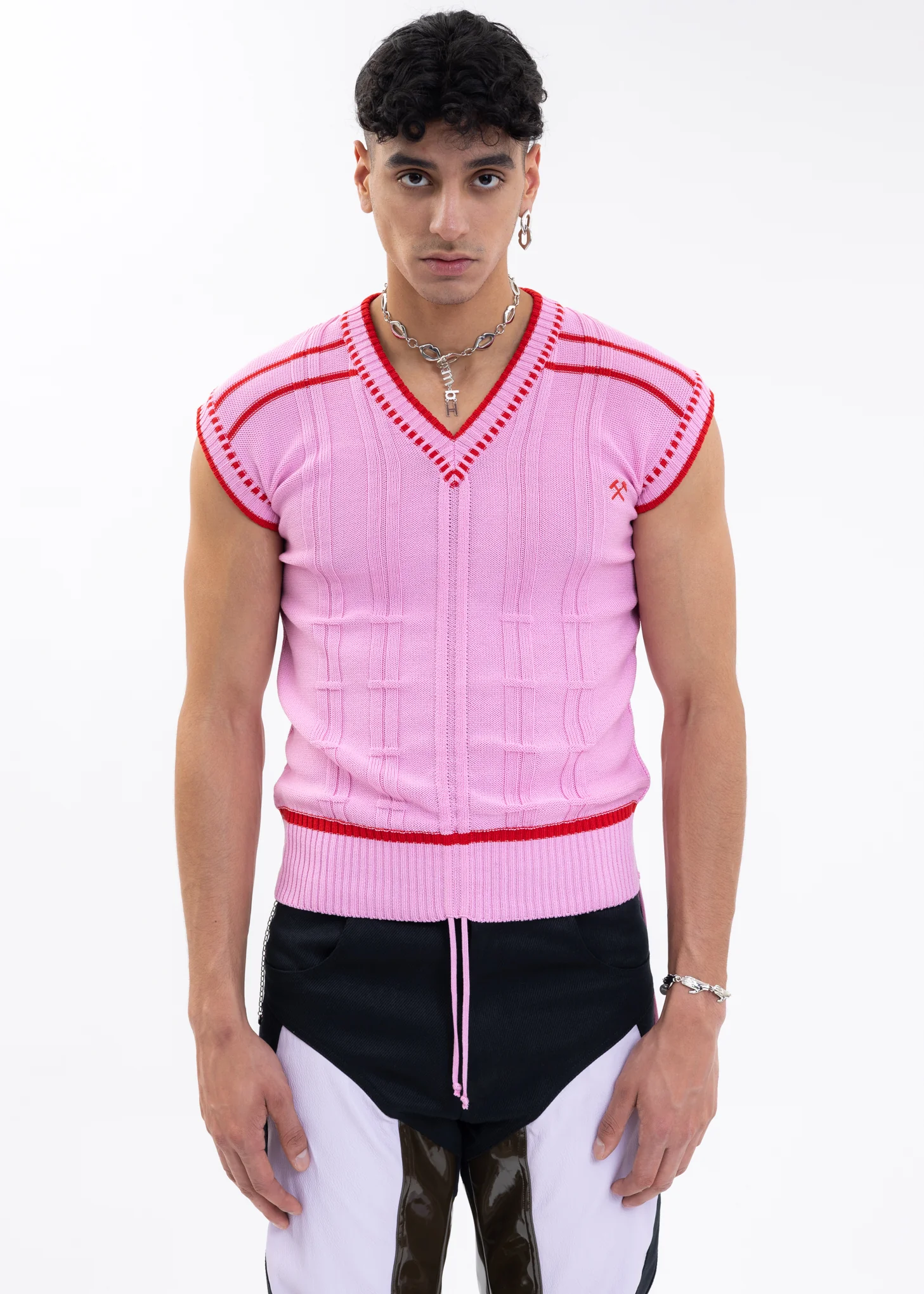 PINK Knitted COLOR-BLOCKED INTARSIA JUMPER - Image 2