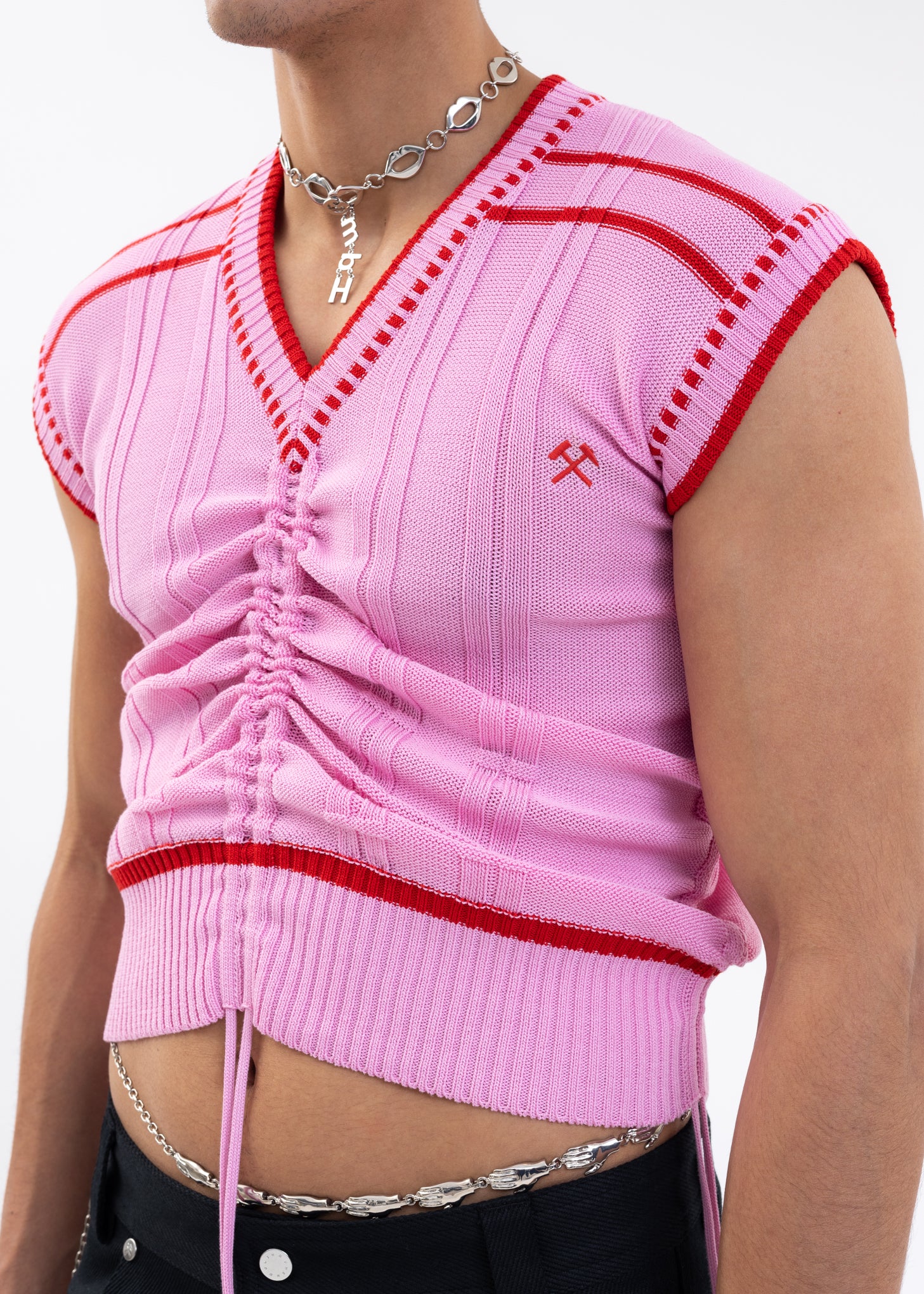 PINK Knitted COLOR-BLOCKED INTARSIA JUMPER - Image 4