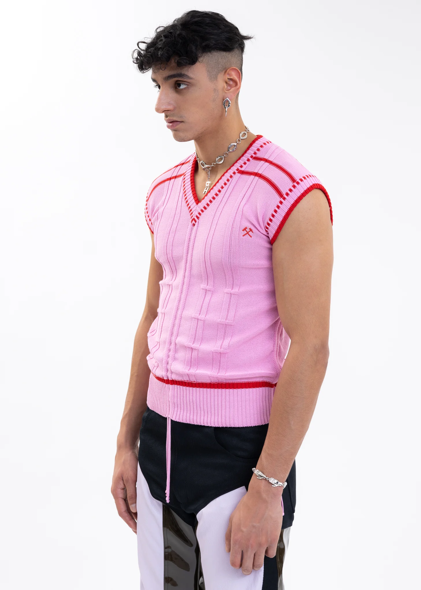 PINK Knitted COLOR-BLOCKED INTARSIA JUMPER - Image 7