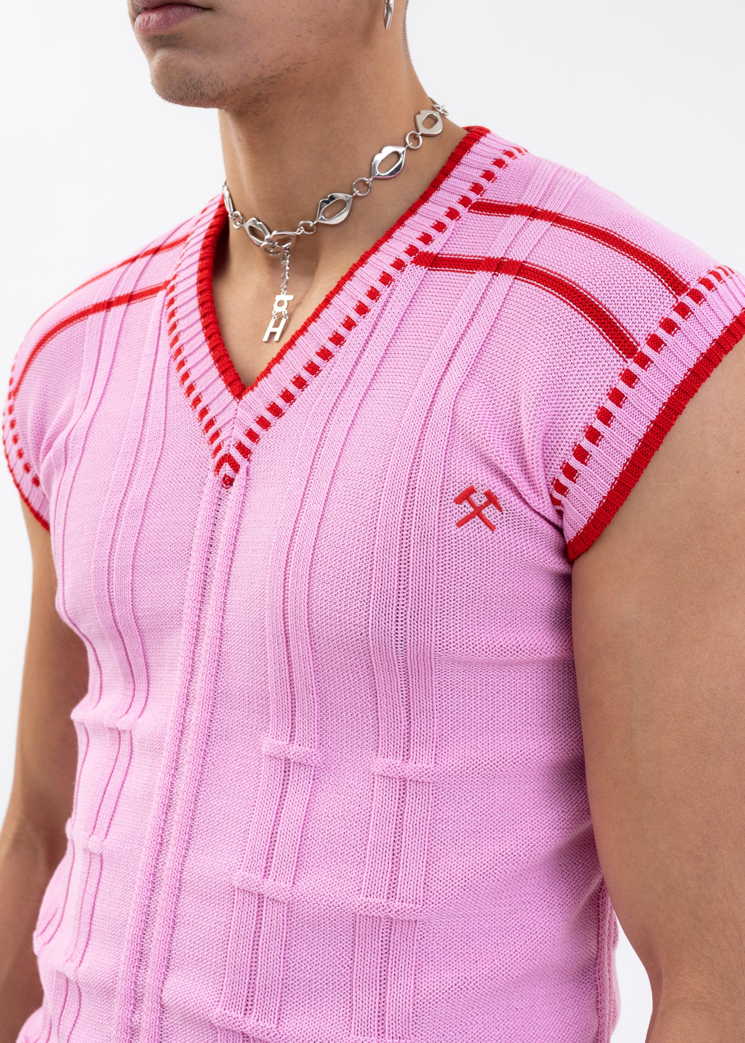 PINK Knitted COLOR-BLOCKED INTARSIA JUMPER - Image 9
