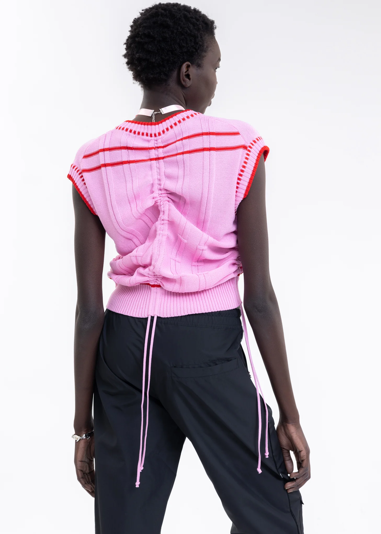 PINK Knitted COLOR-BLOCKED INTARSIA JUMPER - Image 3