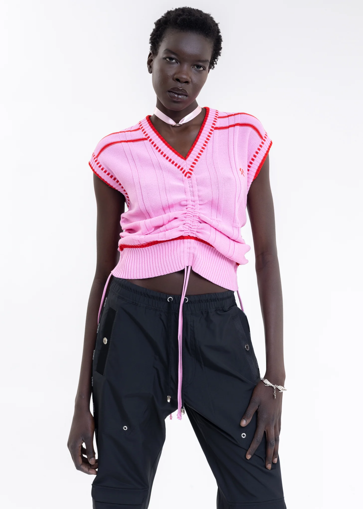 PINK Knitted COLOR-BLOCKED INTARSIA JUMPER - Image 5