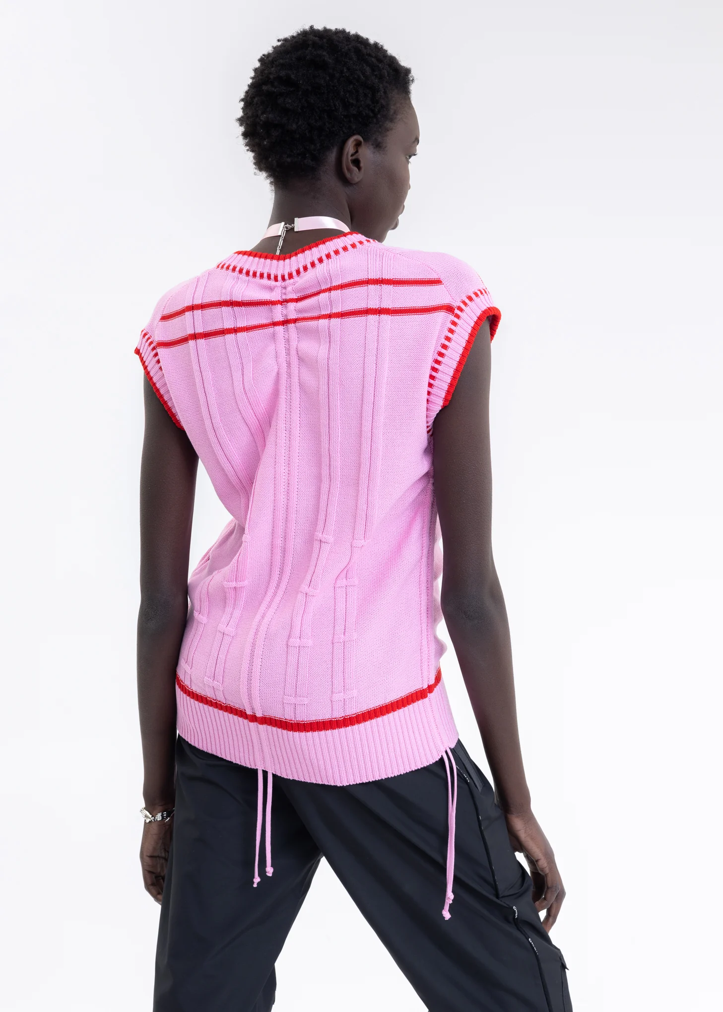 PINK Knitted COLOR-BLOCKED INTARSIA JUMPER - Image 8