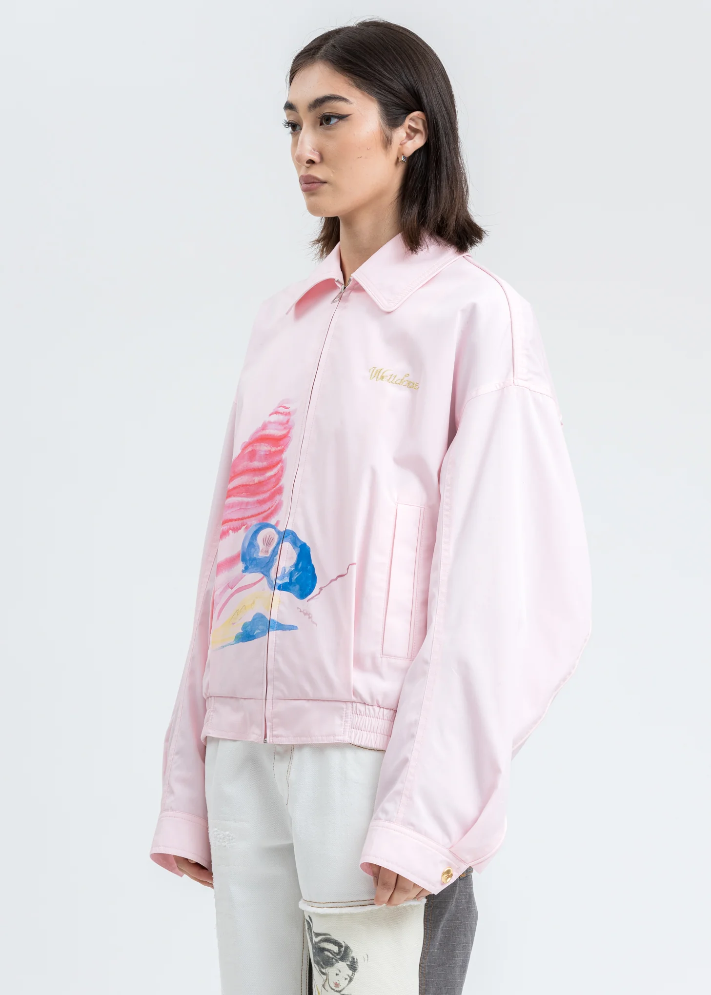 Pink Logo Embroidery and Piping Printed Jacket - Image 3