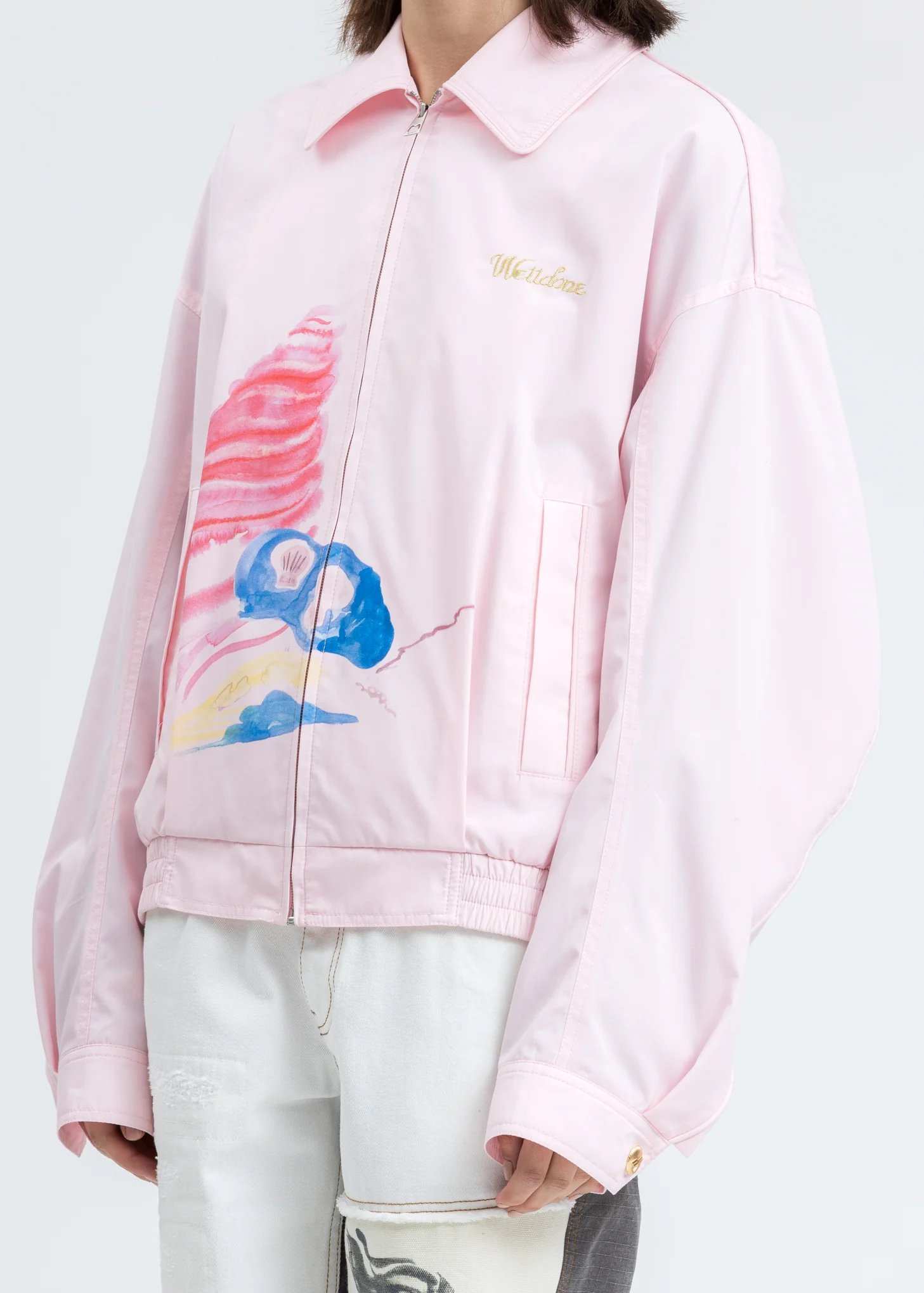 Pink Logo Embroidery and Piping Printed Jacket - Image 5