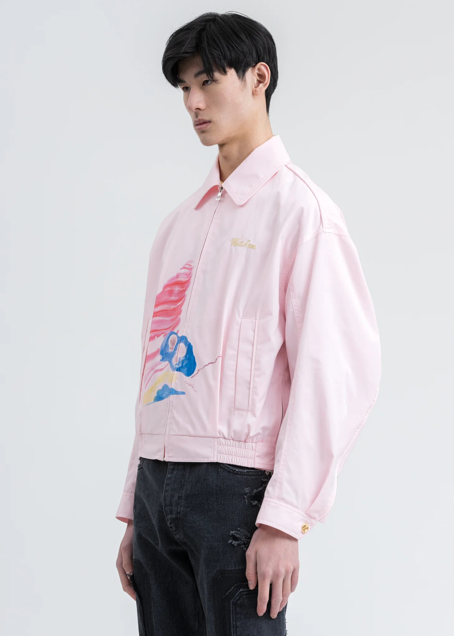 Pink Logo Embroidery and Piping Printed Jacket - Image 3