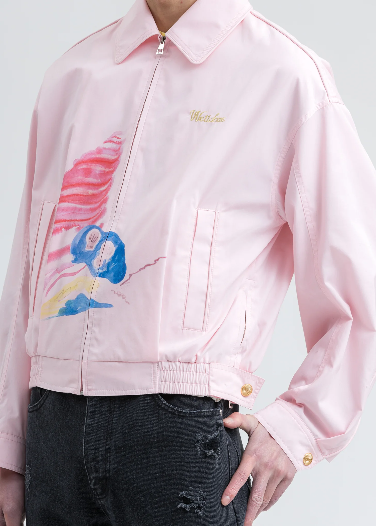 Pink Logo Embroidery and Piping Printed Jacket - Image 5