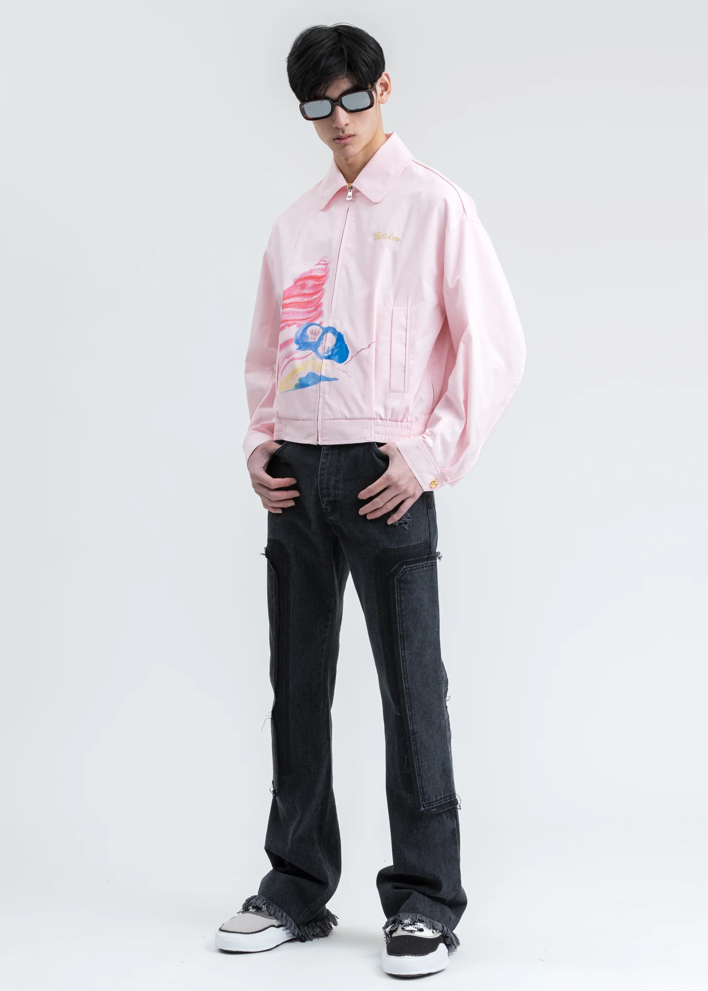 Pink Logo Embroidery and Piping Printed Jacket - Image 6