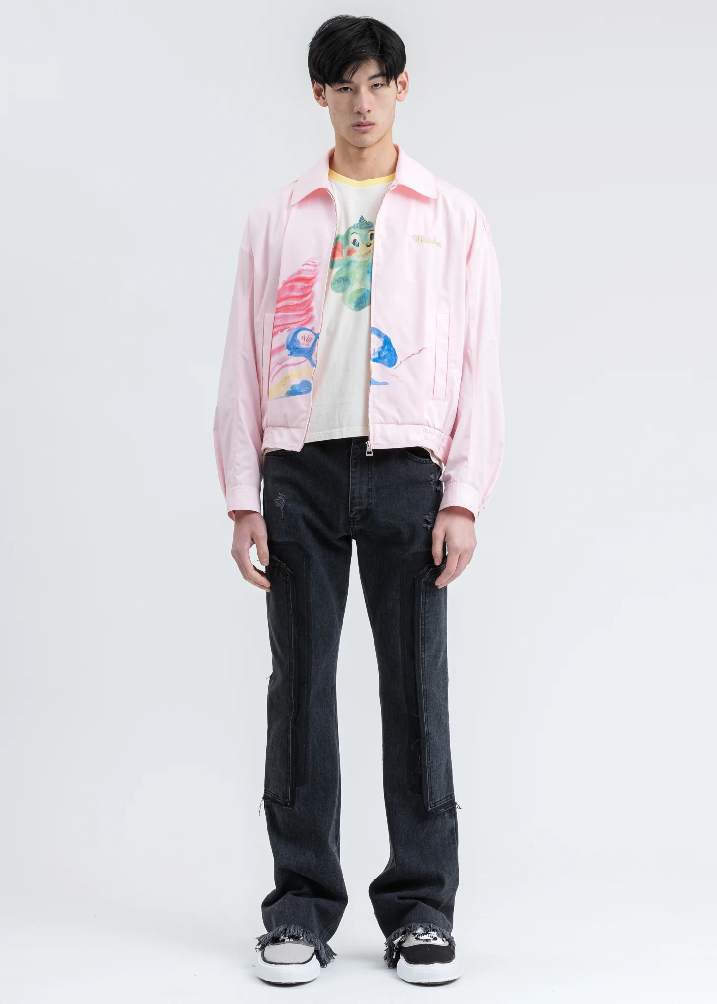 Pink Logo Embroidery and Piping Printed Jacket - Image 7