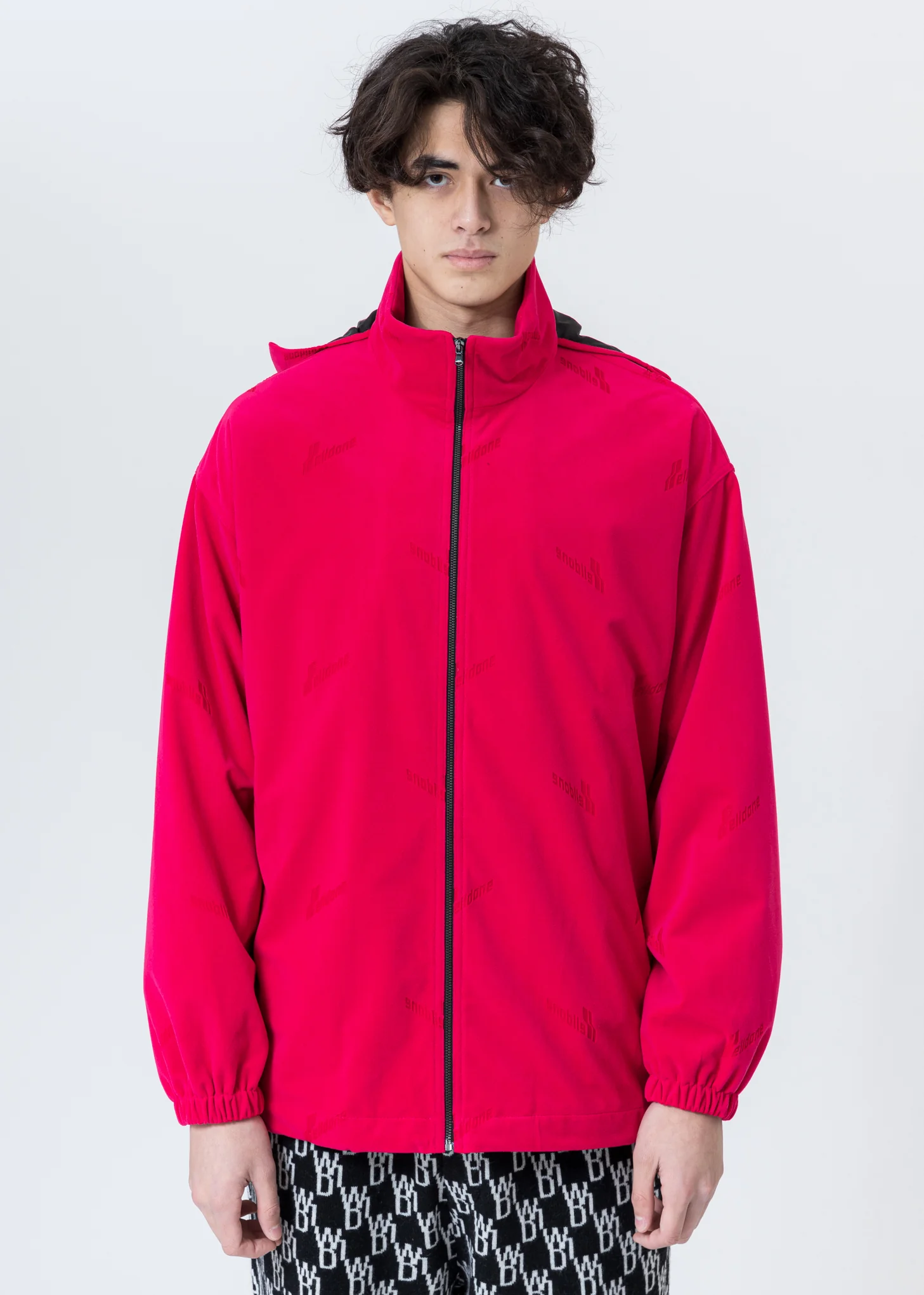 Pink Logo High Neck Zip-Up Jacket