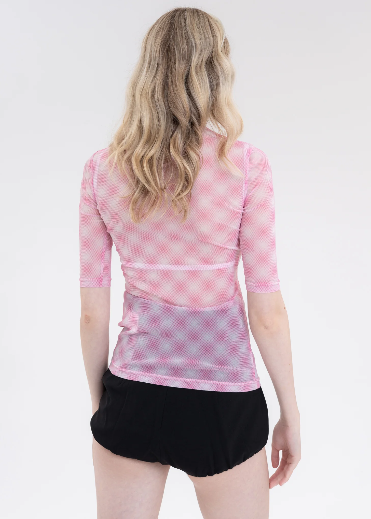 Pink Mesh Check Top - Image 2