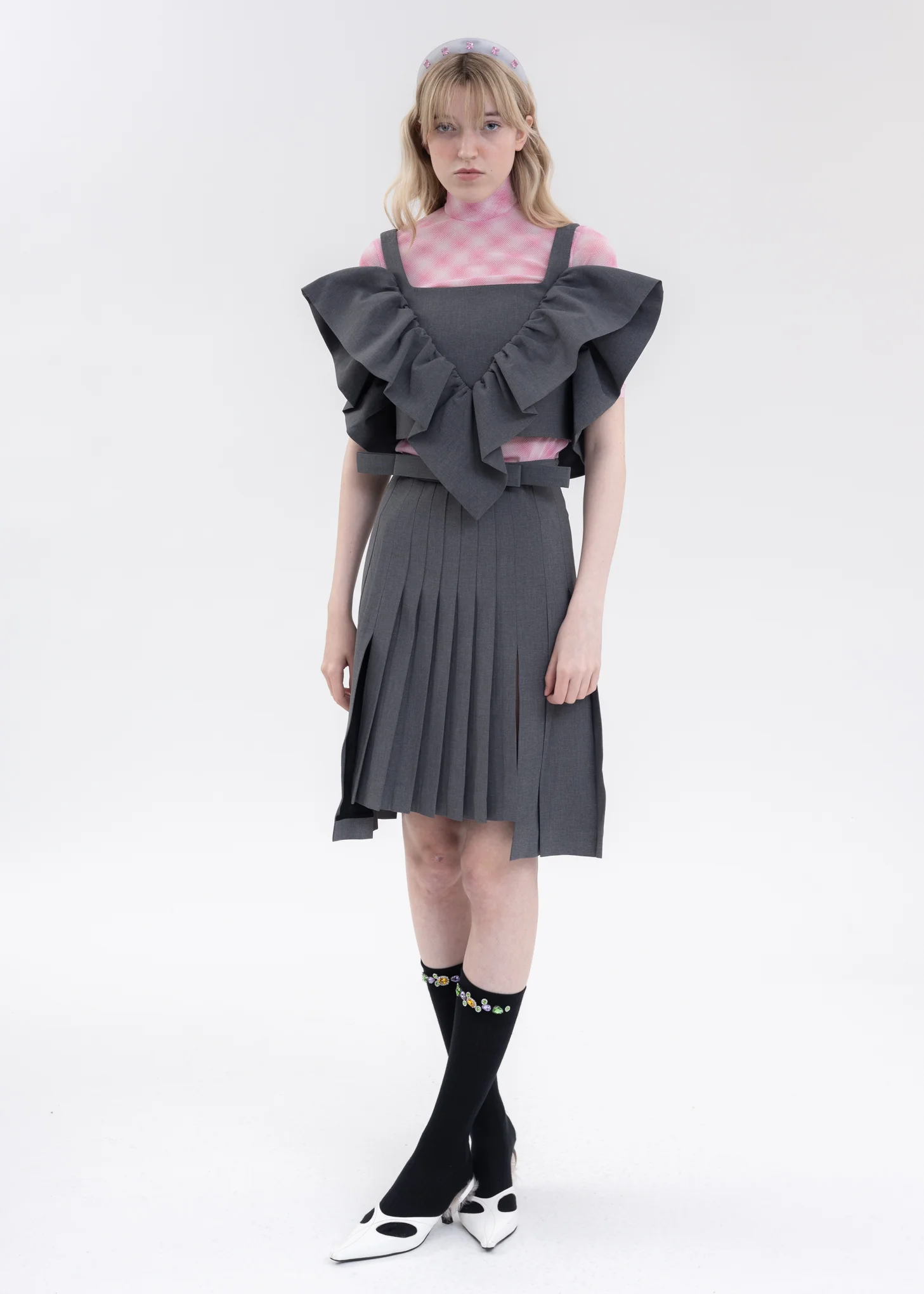 Pink Mesh Check Top - Image 5