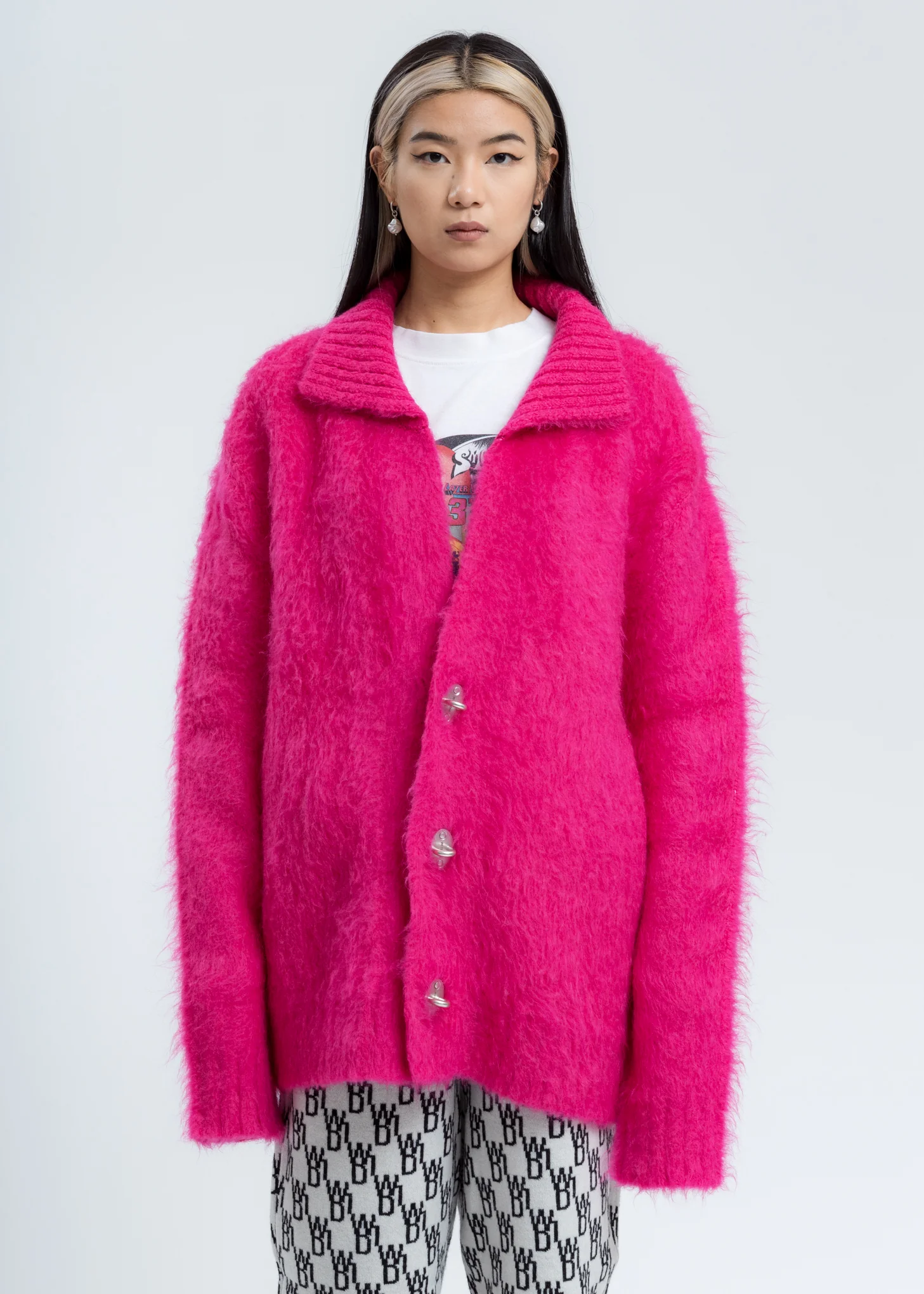 Pink Metal Detail Cardigan - Image 3