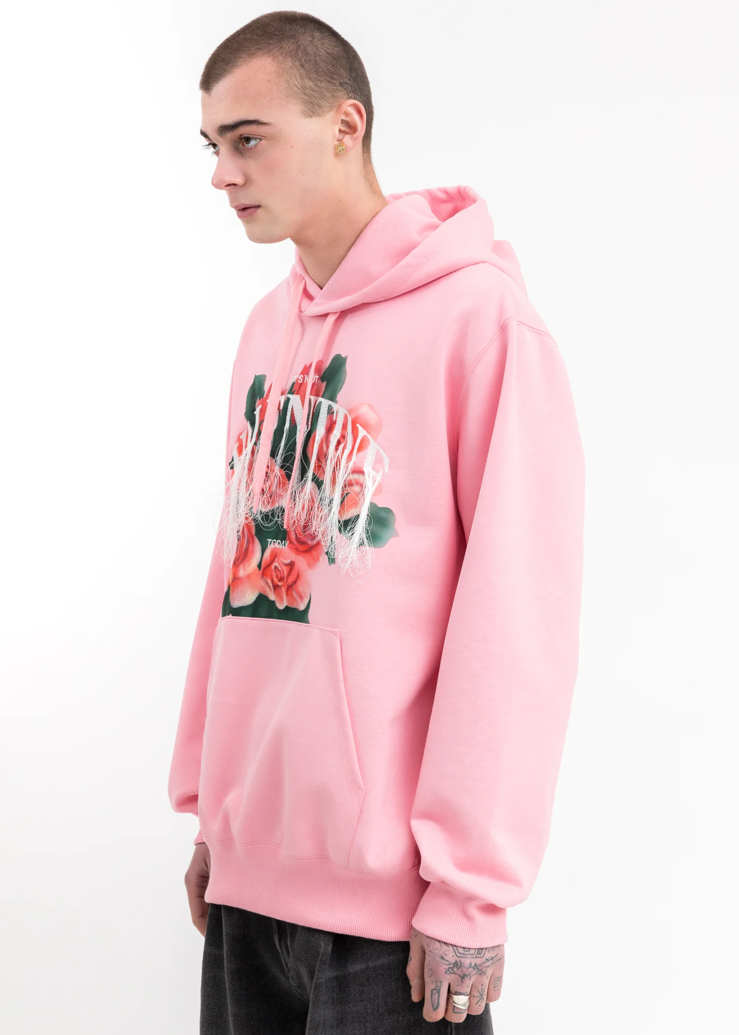 Pink Not Valentine Embroidery Hoodie - Image 3
