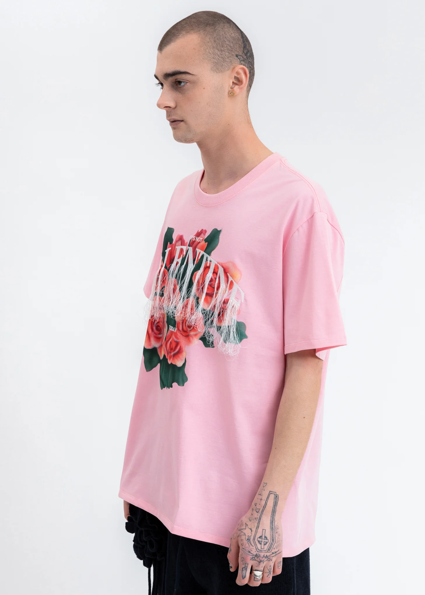 Pink Not Valentine Embroidery T-Shirt - Image 3