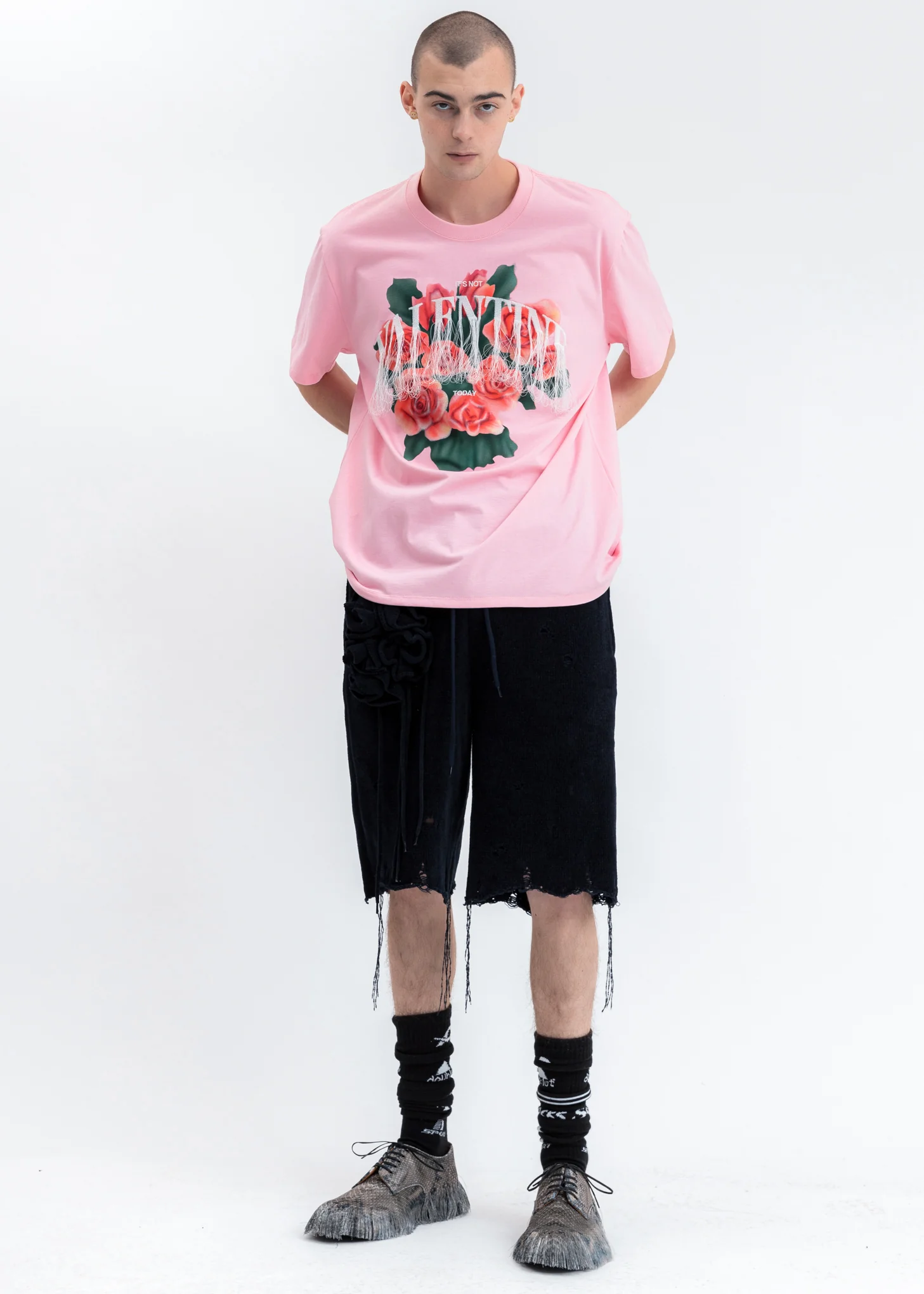 Pink Not Valentine Embroidery T-Shirt - Image 5
