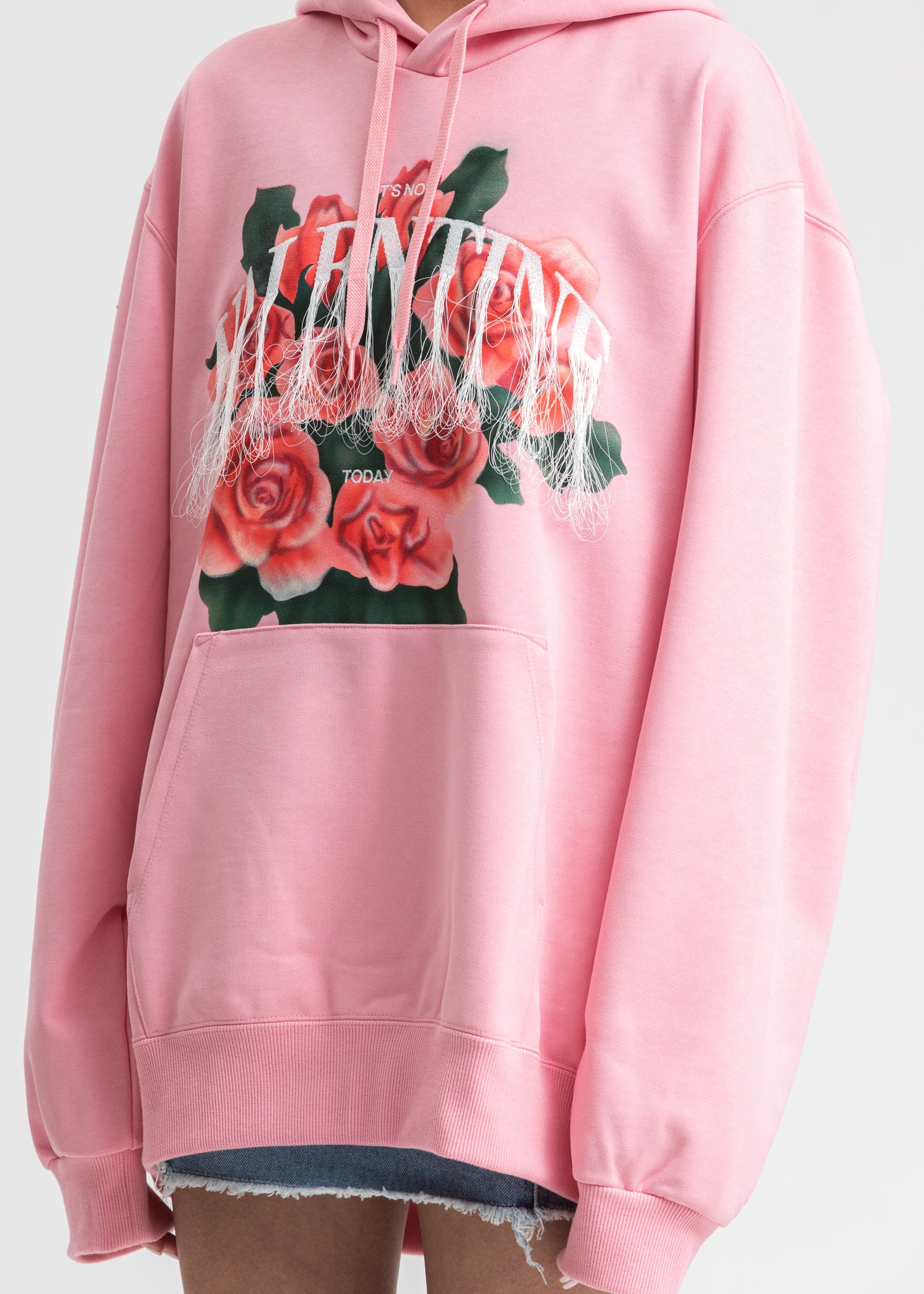 Pink Not Valentine Embroidery Hoodie - Image 2