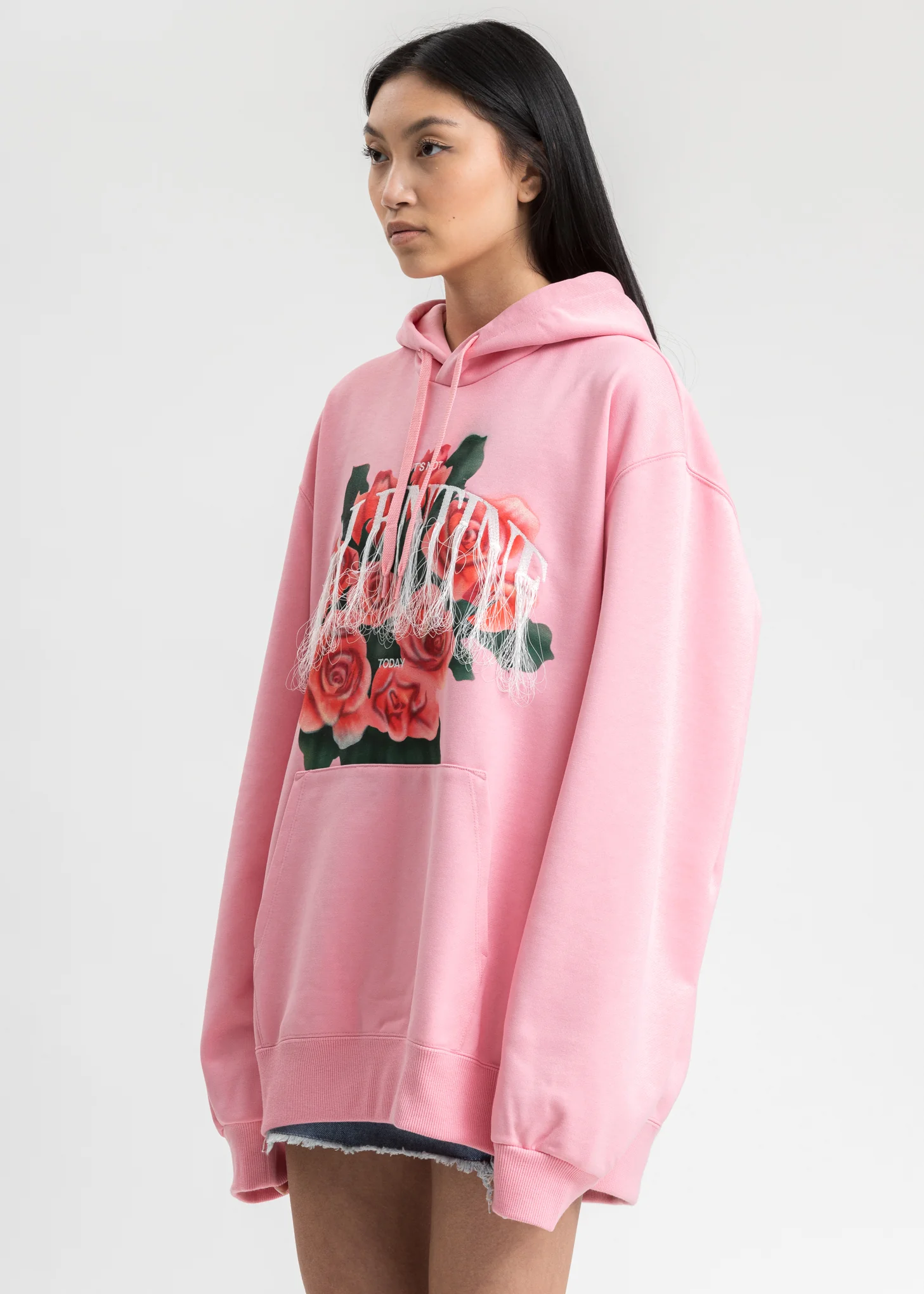 Pink Not Valentine Embroidery Hoodie - Image 3