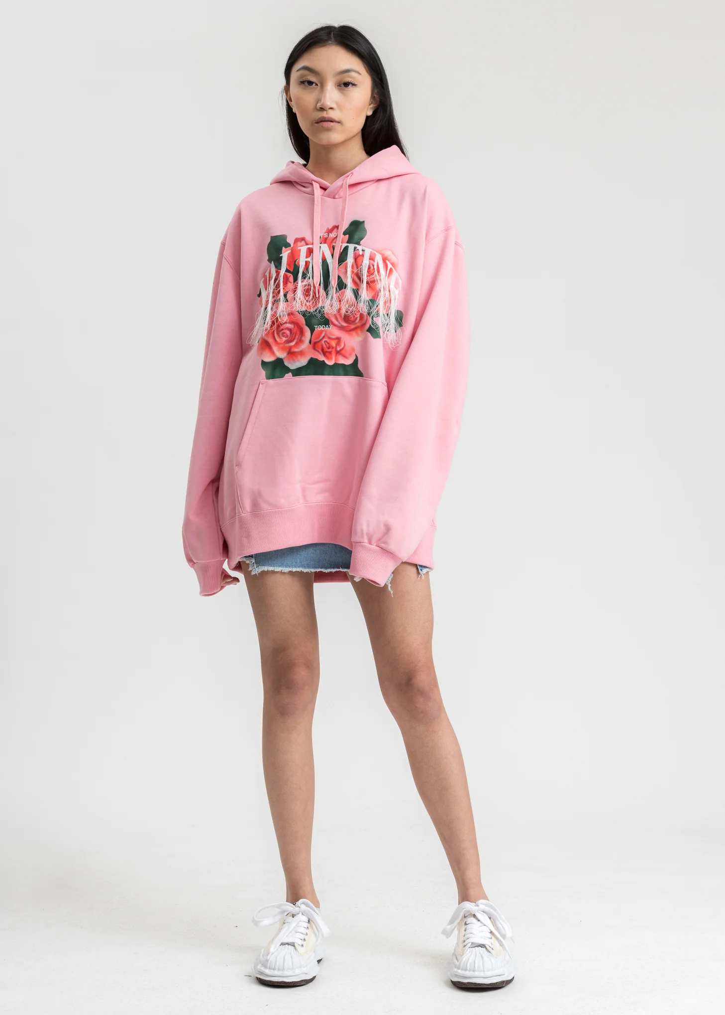 Pink Not Valentine Embroidery Hoodie - Image 5